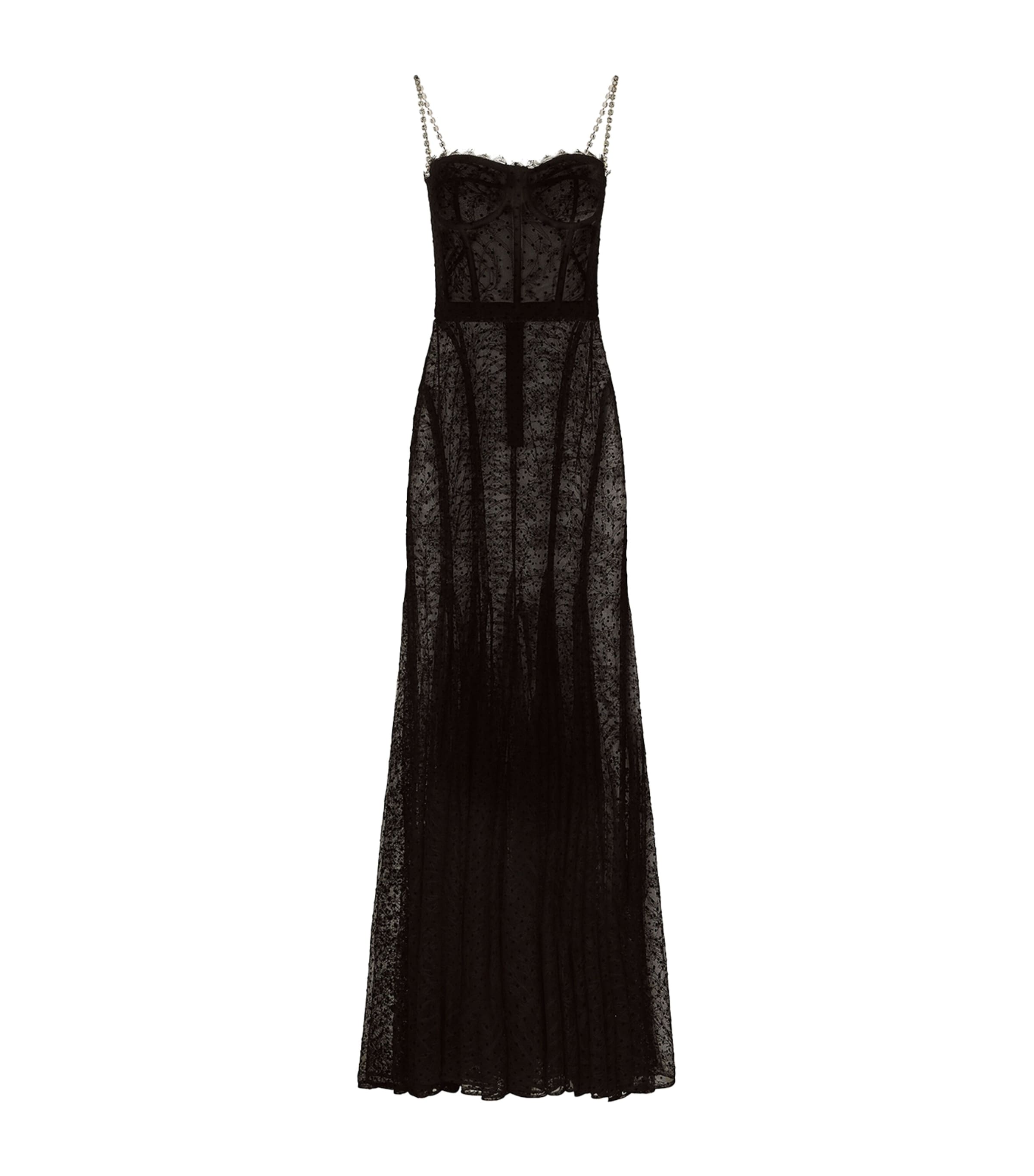 Dolce & Gabbana Tulle Flocked Maxi Dress