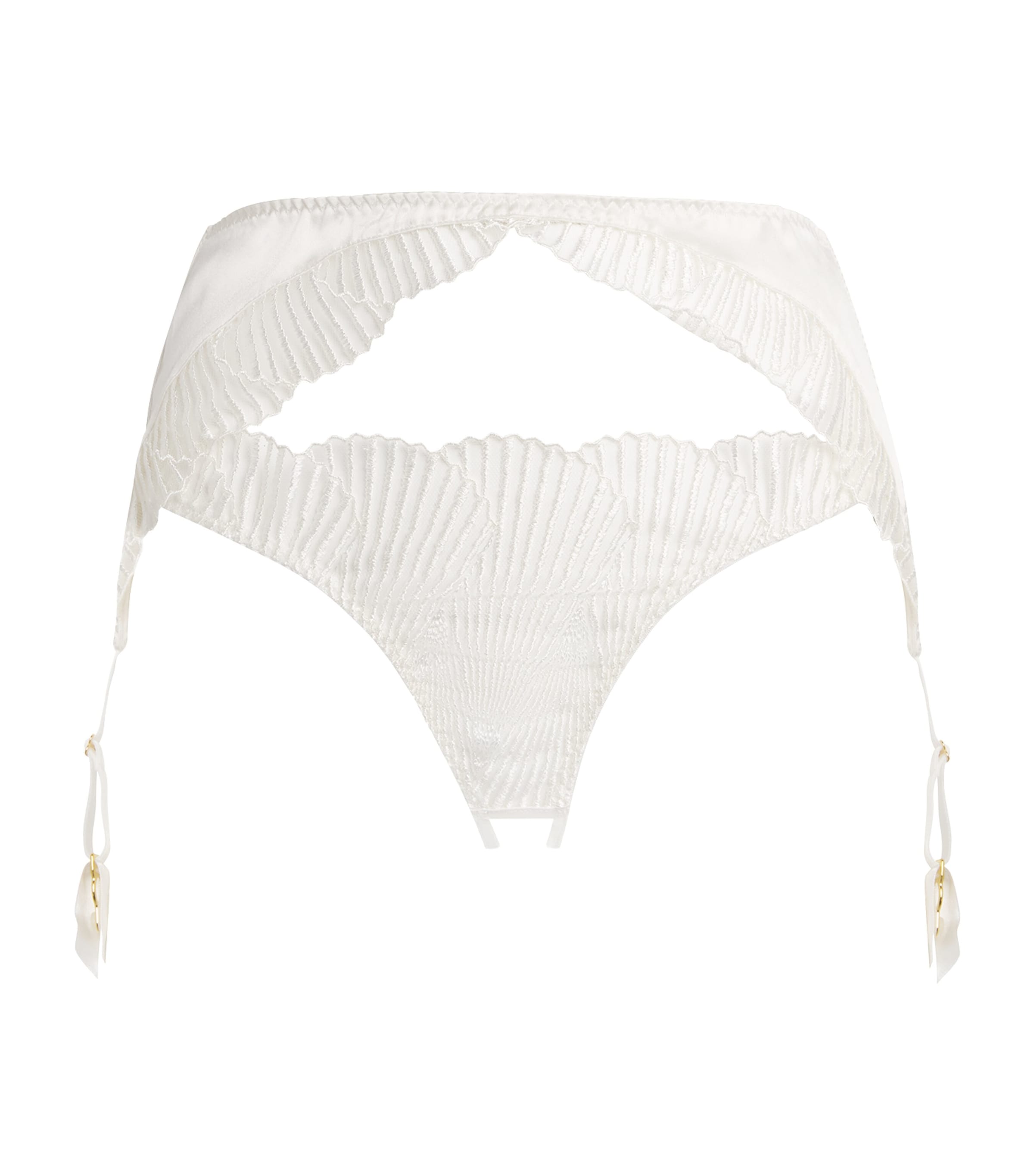 Coco De Mer Womens Stretch-silk Lace Athena Suspenders Ivory Image 1