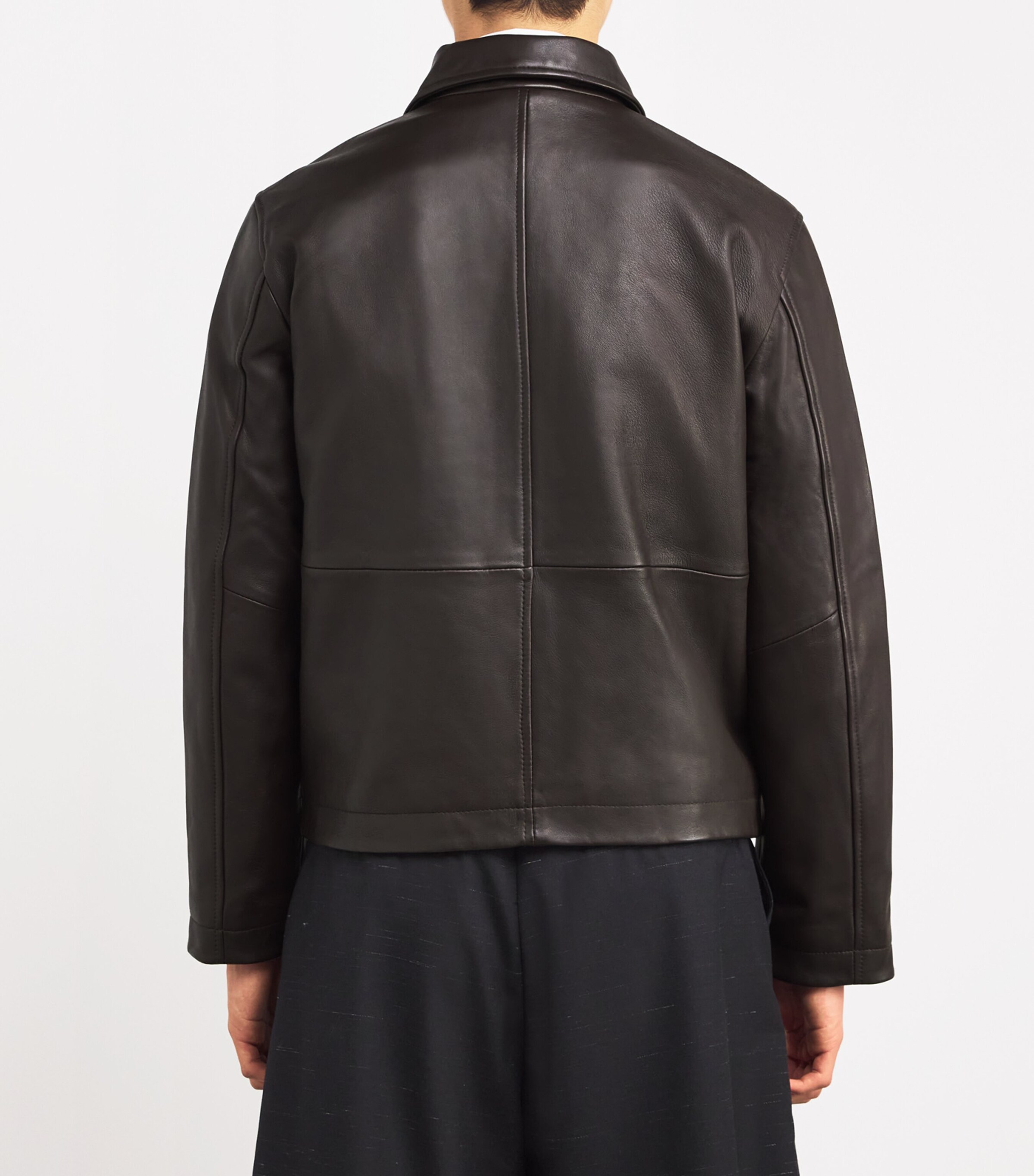 Zip-Up Leather Jacket BROWN Image 4