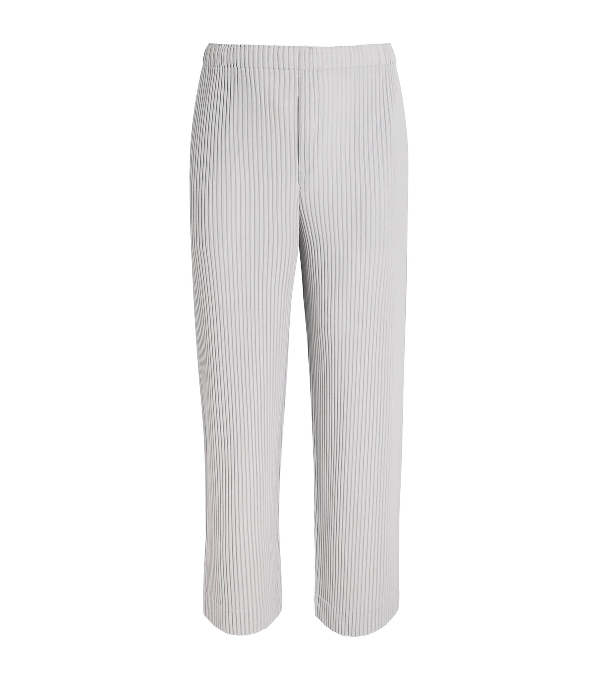 Homme Plissé Issey Miyake Mens Pleated Straight Trousers Lt. Gray Image 1