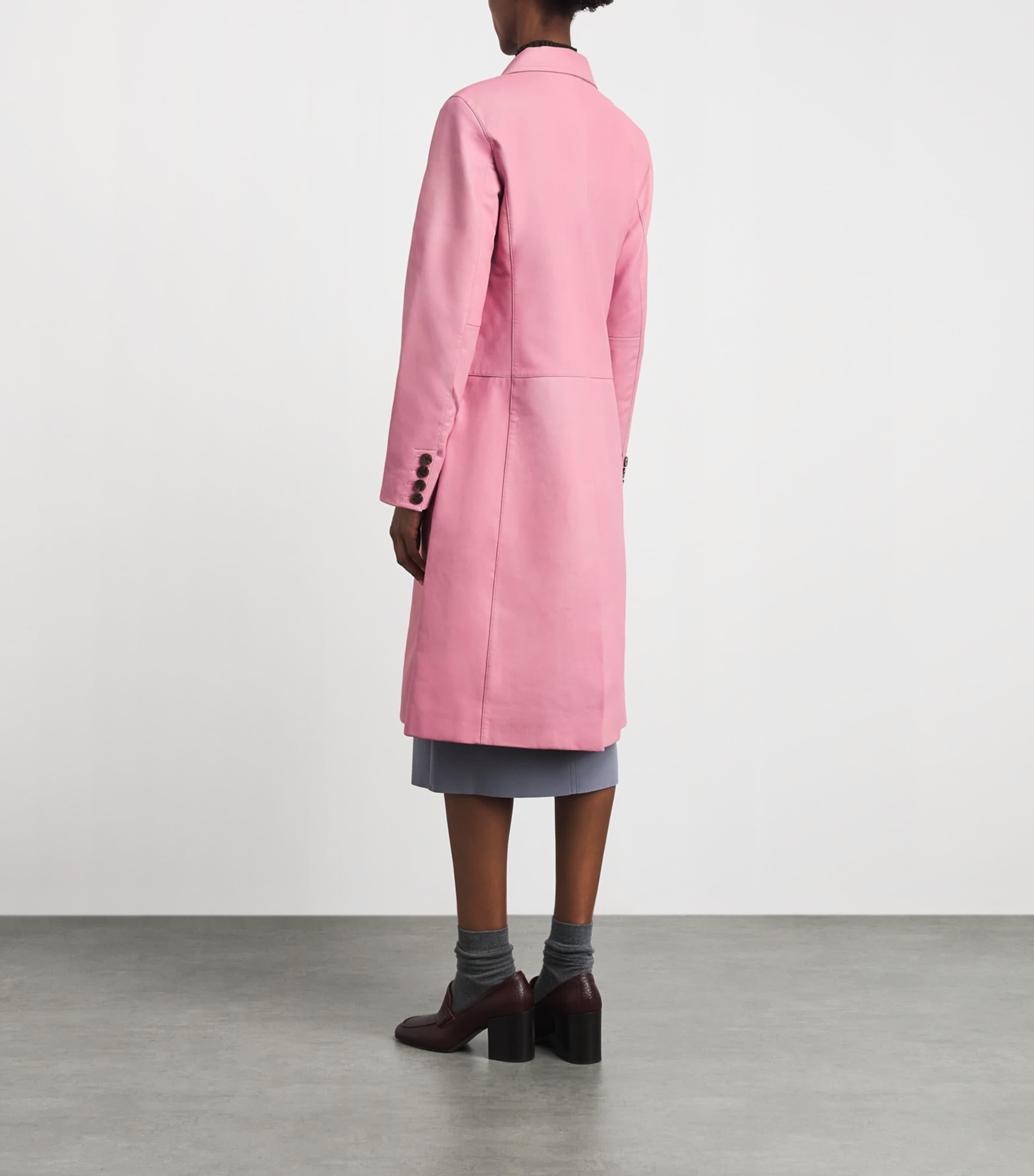 STAUD Womens Wyatt Leather Trench Coat Wrse Wild Rose Image 5