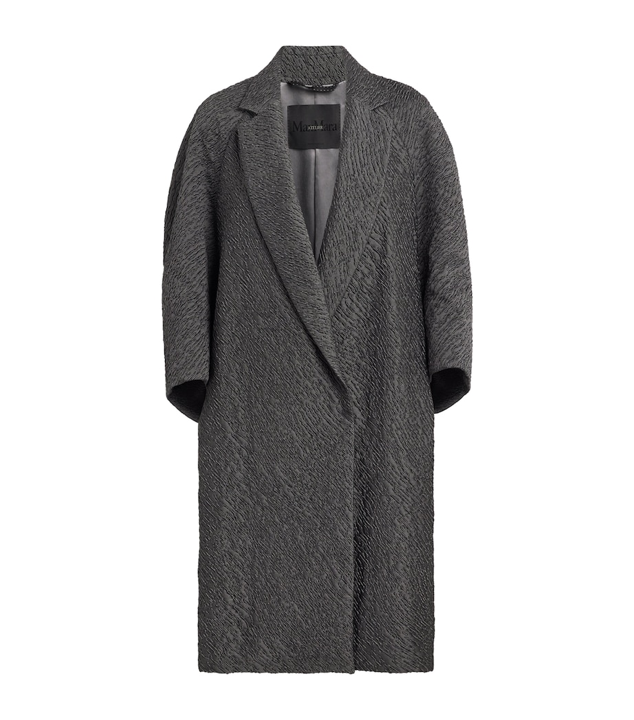 Max Mara Womens Wool-Blend Jacquard Cape Coat Medium Grey Image 1