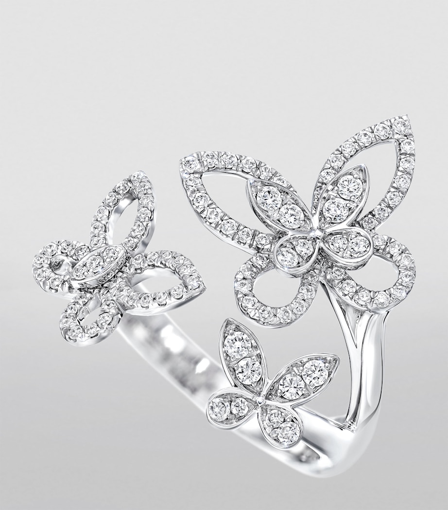 White Gold and Diamond Butterfly Ring (One Size) WHITE GOLD Image 6