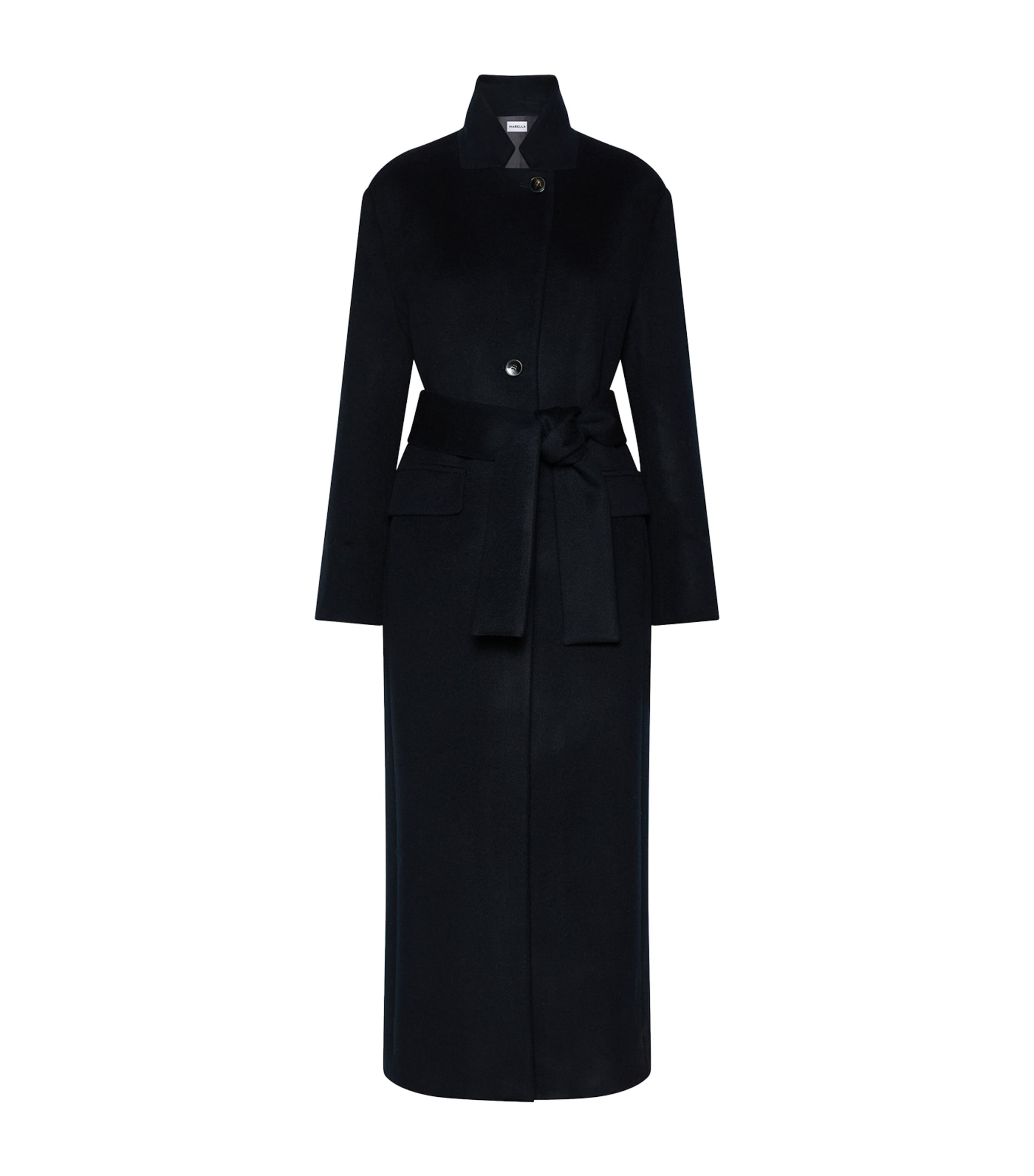 Marella Womens Virgin Wool Wrap Coat Navy Image 1
