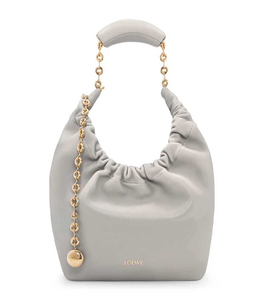 Small Leather Squeeze Top-Handle Bag GREY Image 1