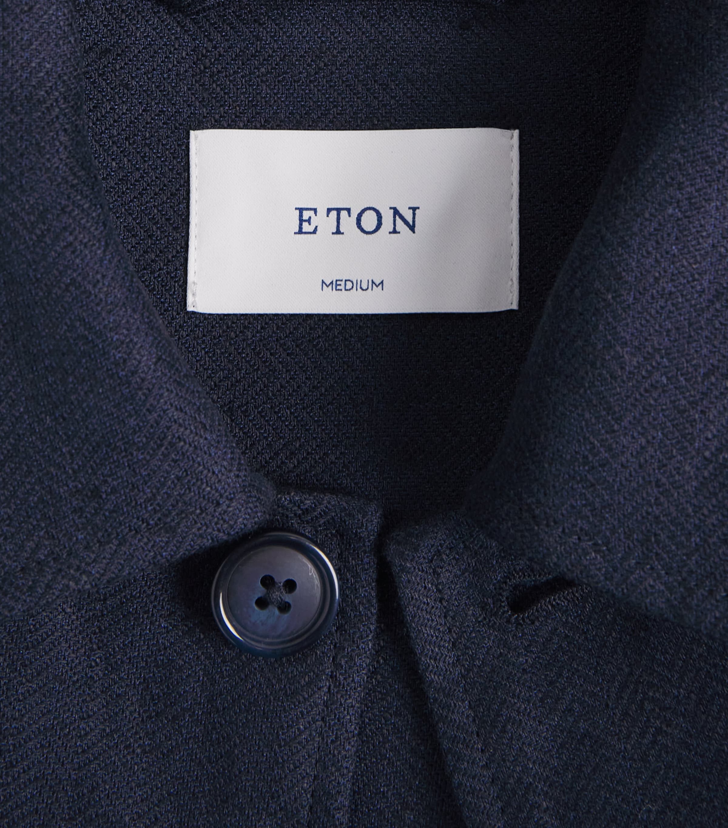 Eton Mens Linen-Blend Overshirt Navy Blue Image 6