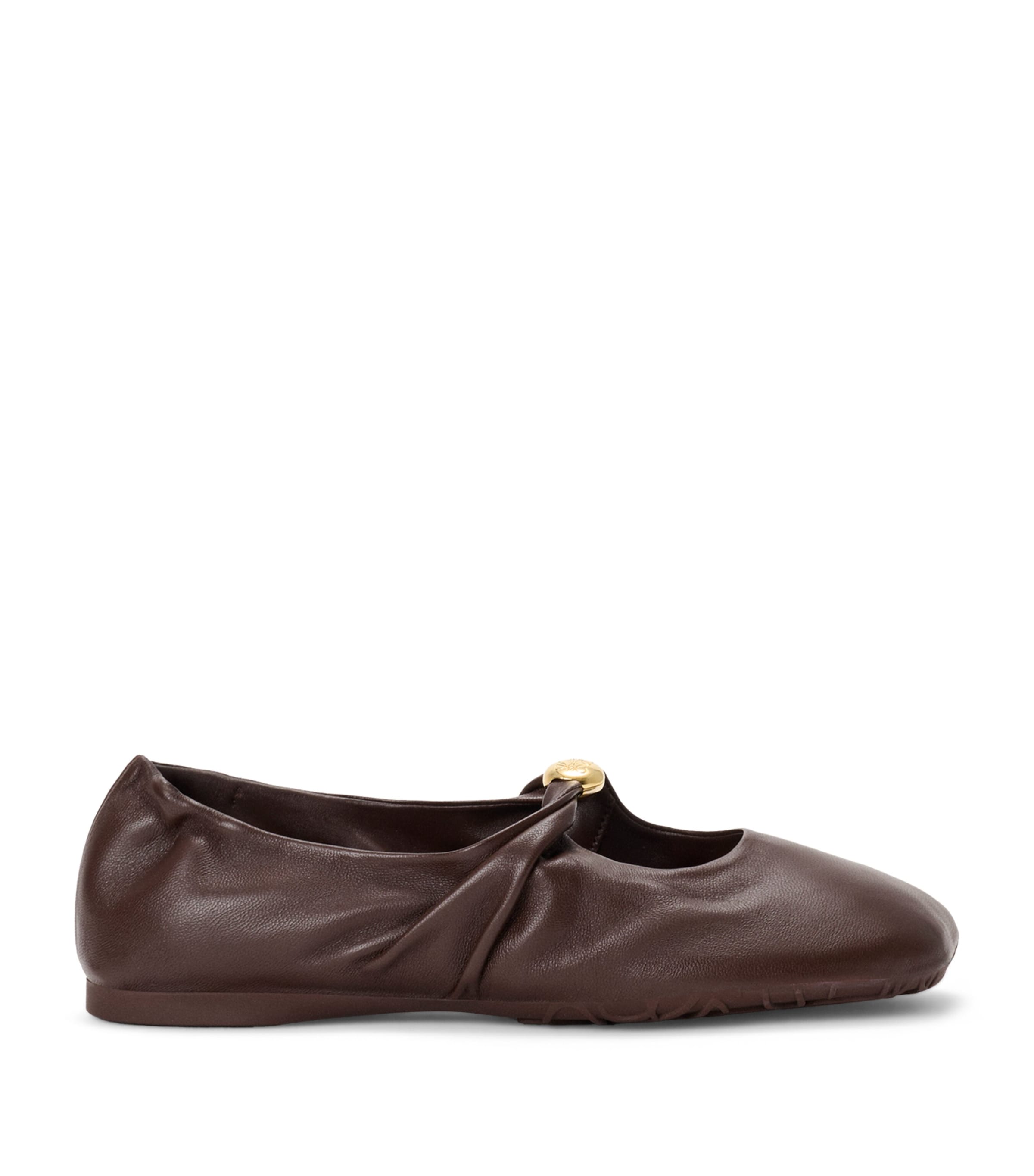 LOEWE Leather Pebble Soft Ballet Flats Brownie