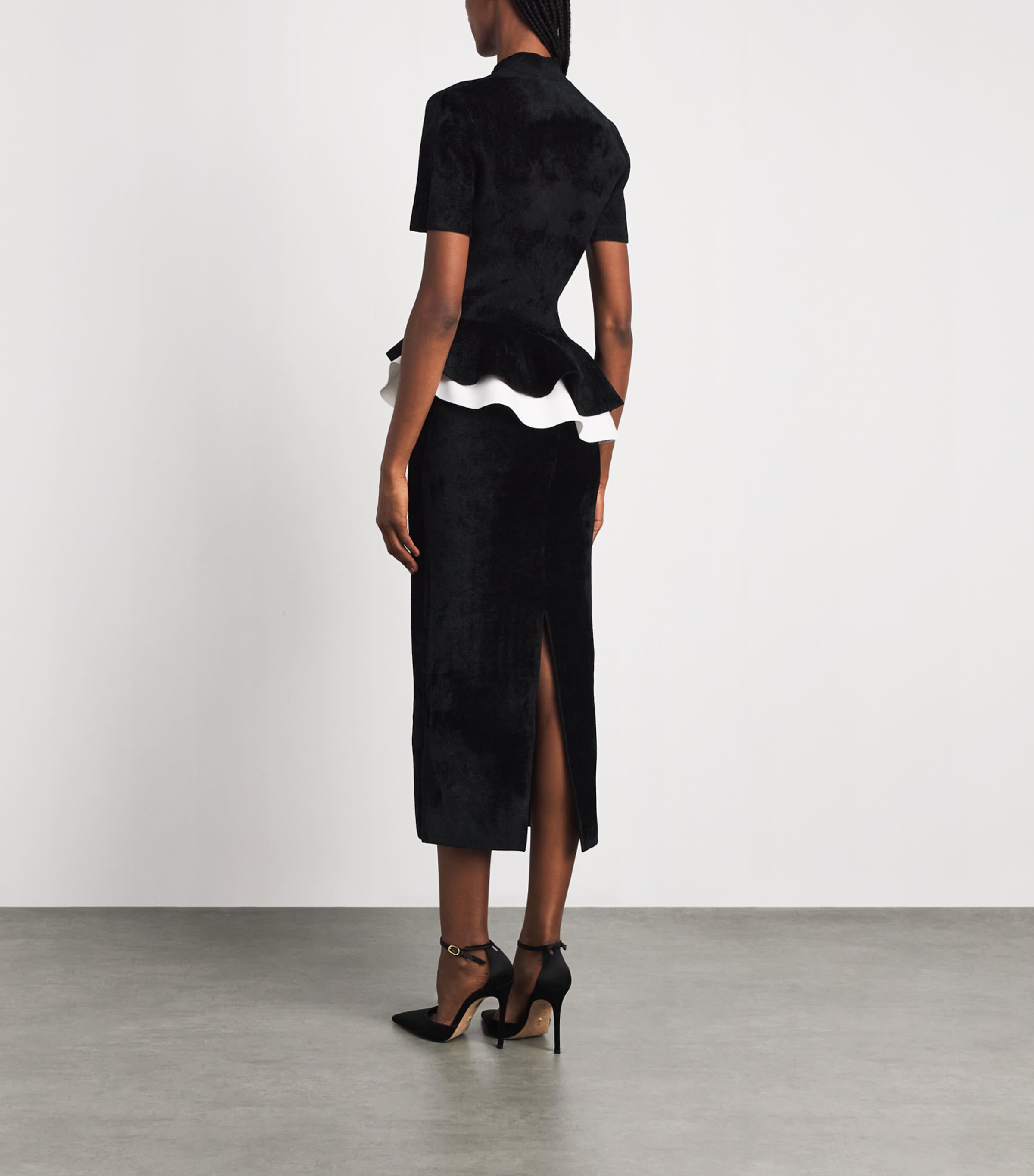 Roland Mouret Womens Asymmetric Peplum Midi Dress Black Image 4