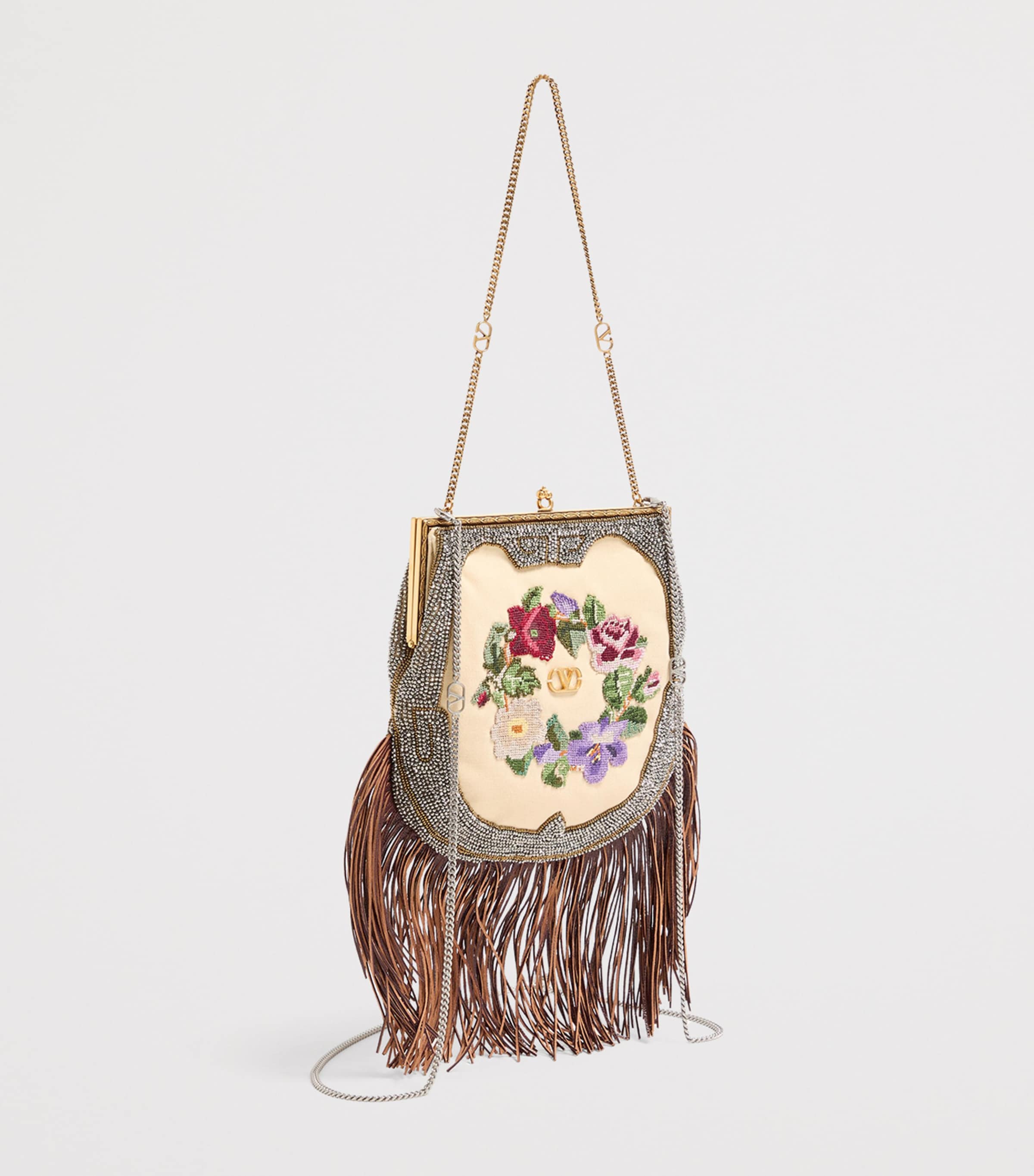Valentino Garavani Embellished Floral Shoulder Bag | Harrods US