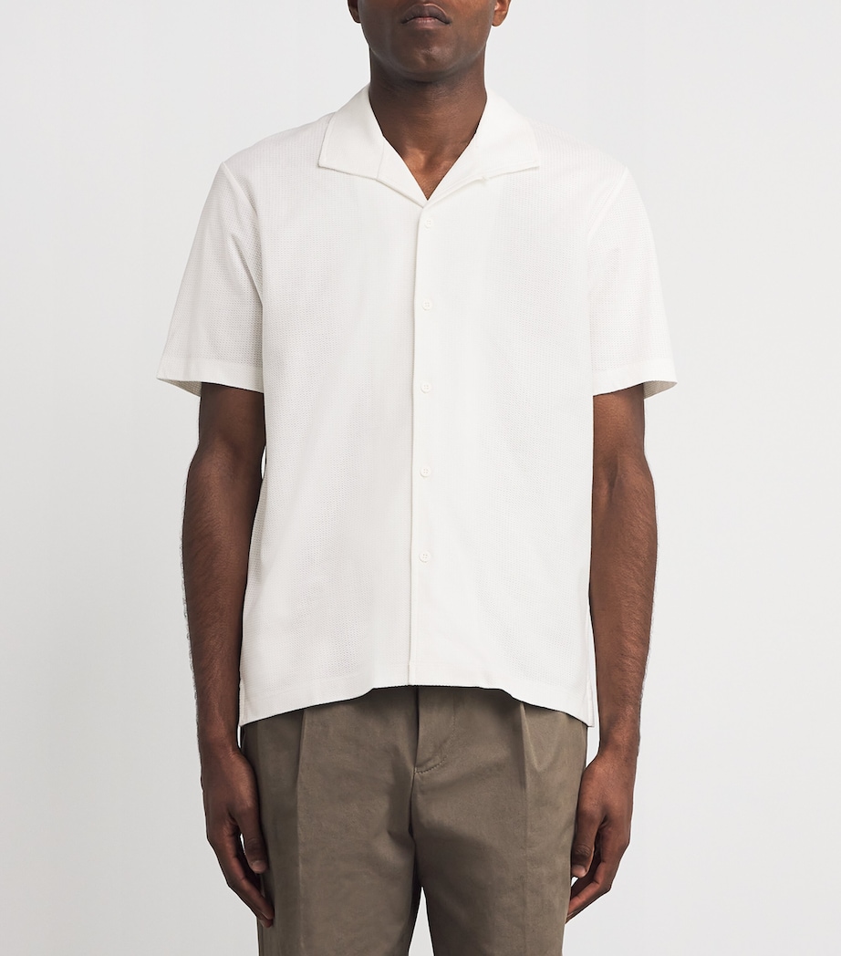 Cotton Mesh Collared Shirt WHCR-ECRU Image 3