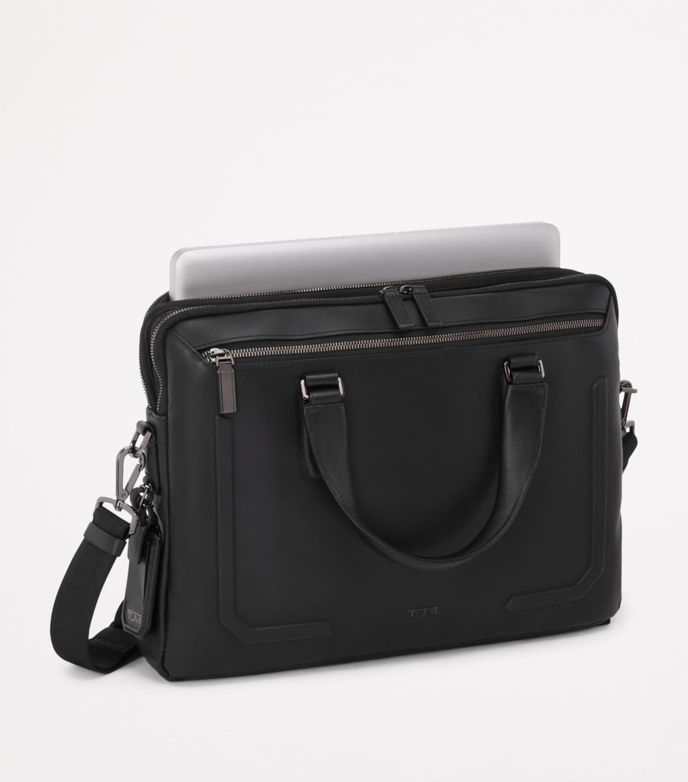 Leather Harrison Briefcase BLACK BOMBE LEATHER Image 2