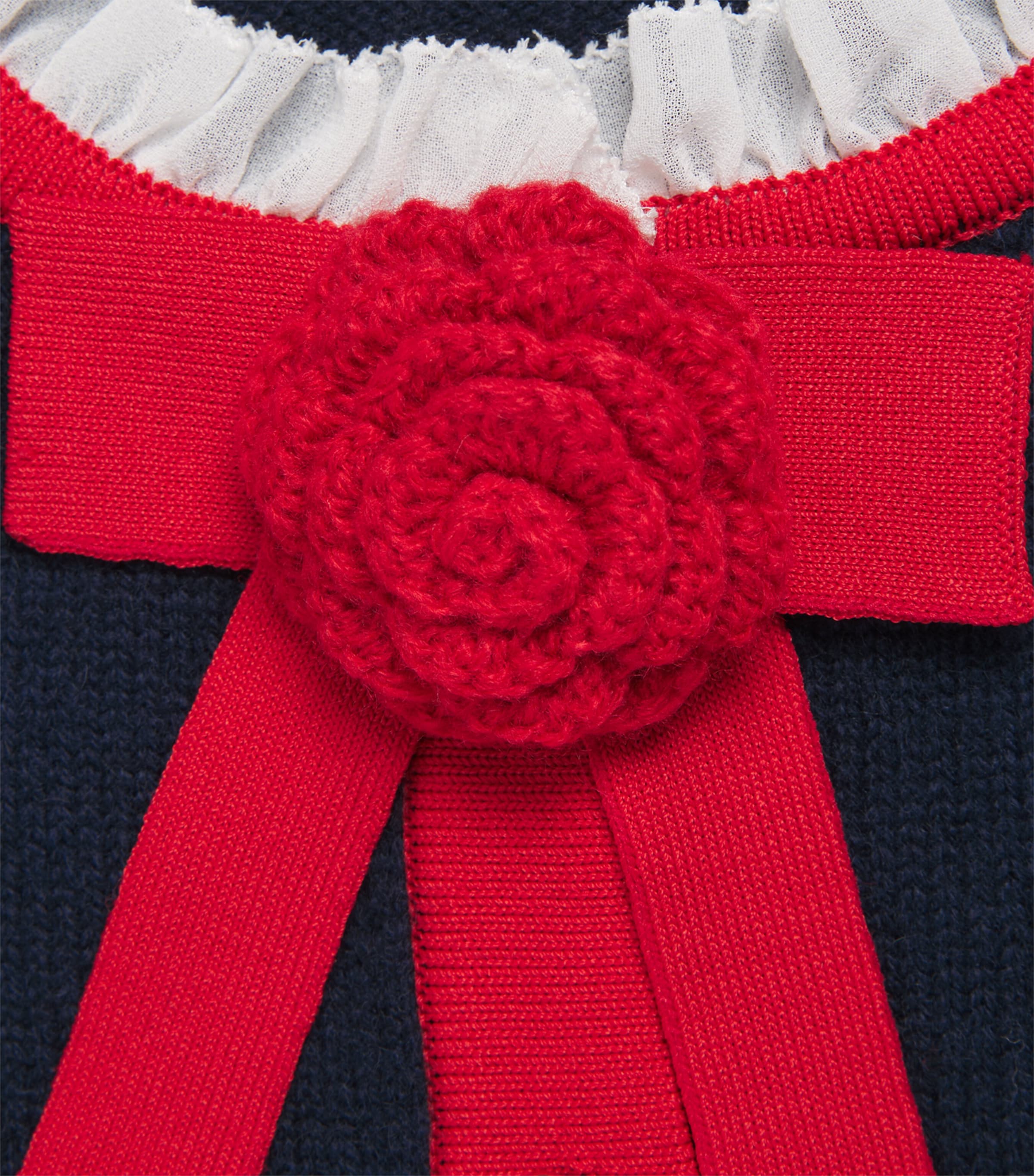 Self-Portrait Kids Knit Corsage-Detail Cardigan (3-12 Years) Navy Image 3