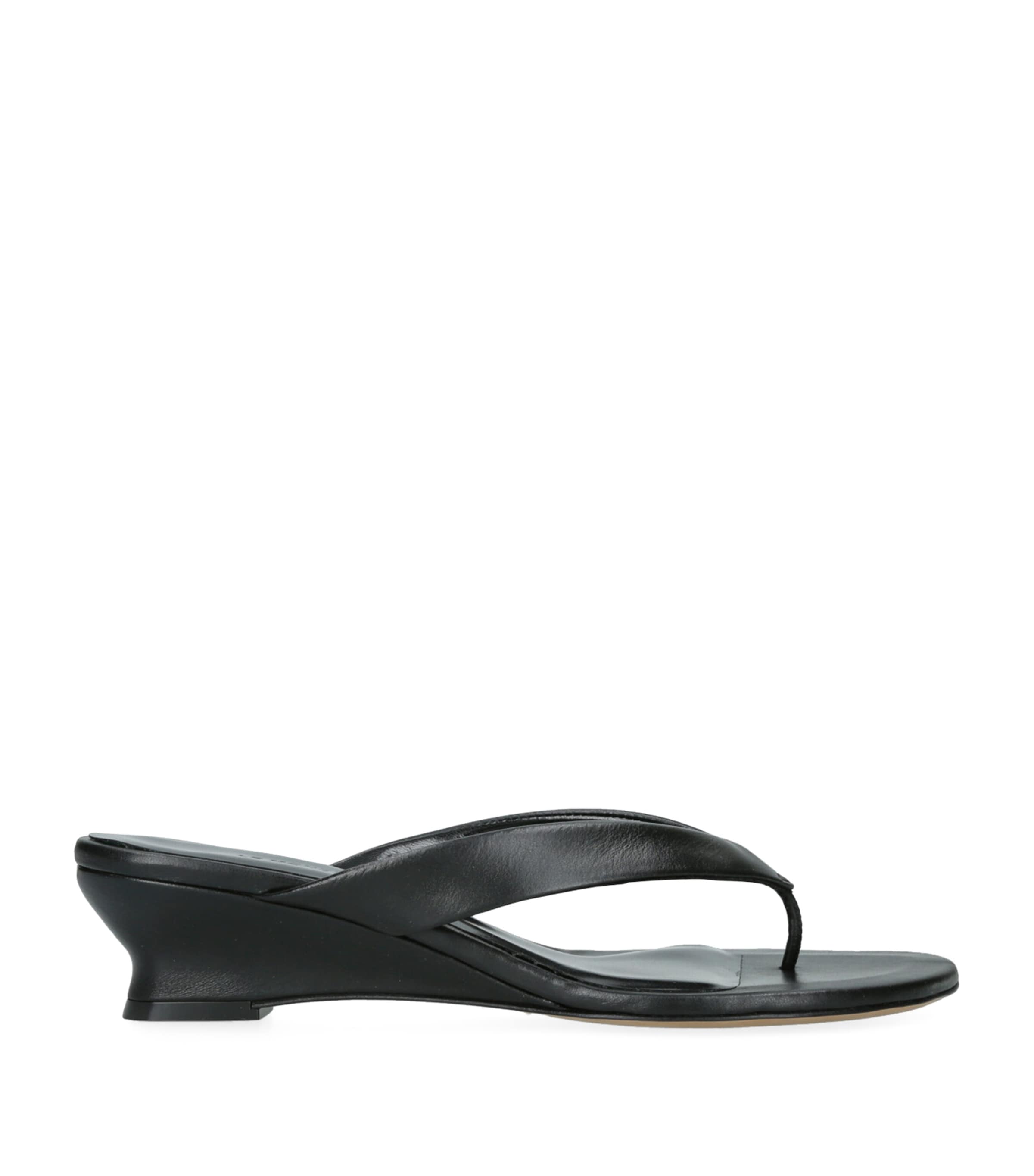 Shop Le Monde Beryl Leather Micro Wedge Sandals 40 In Black