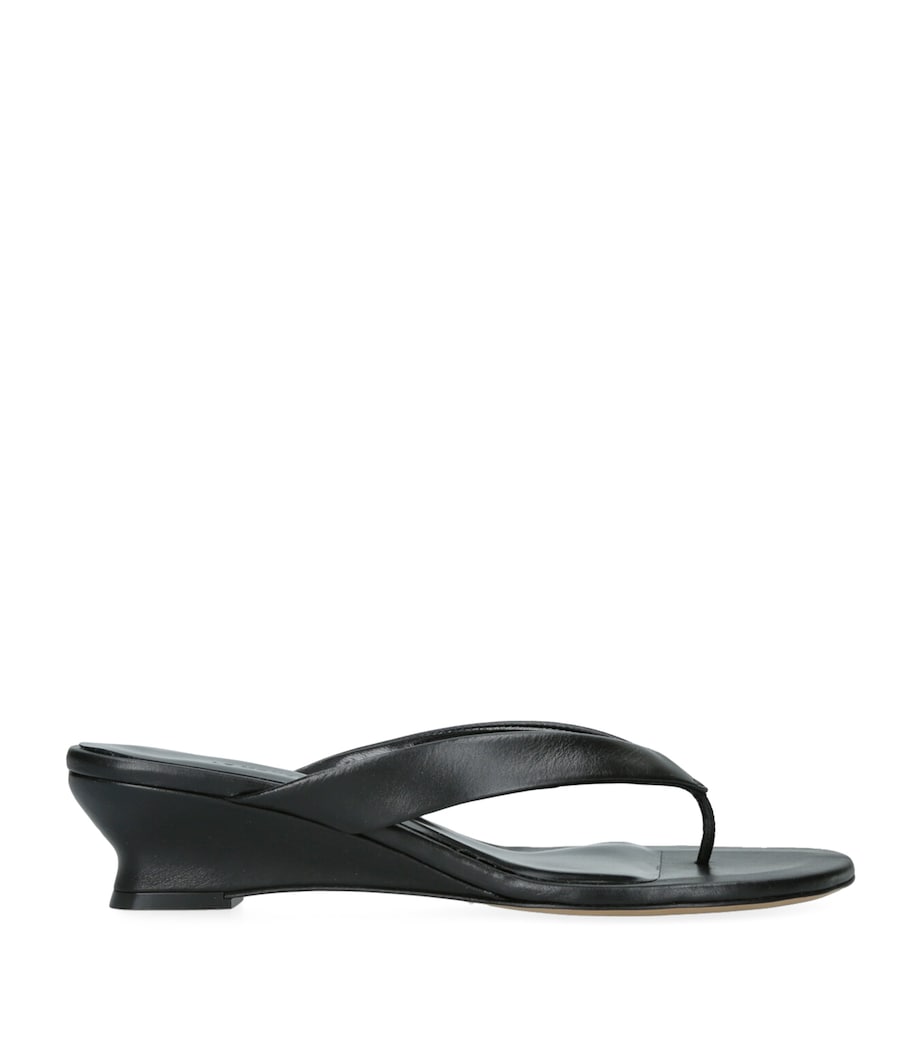 Leather Micro Wedge Sandals 40 BLACK Image 1