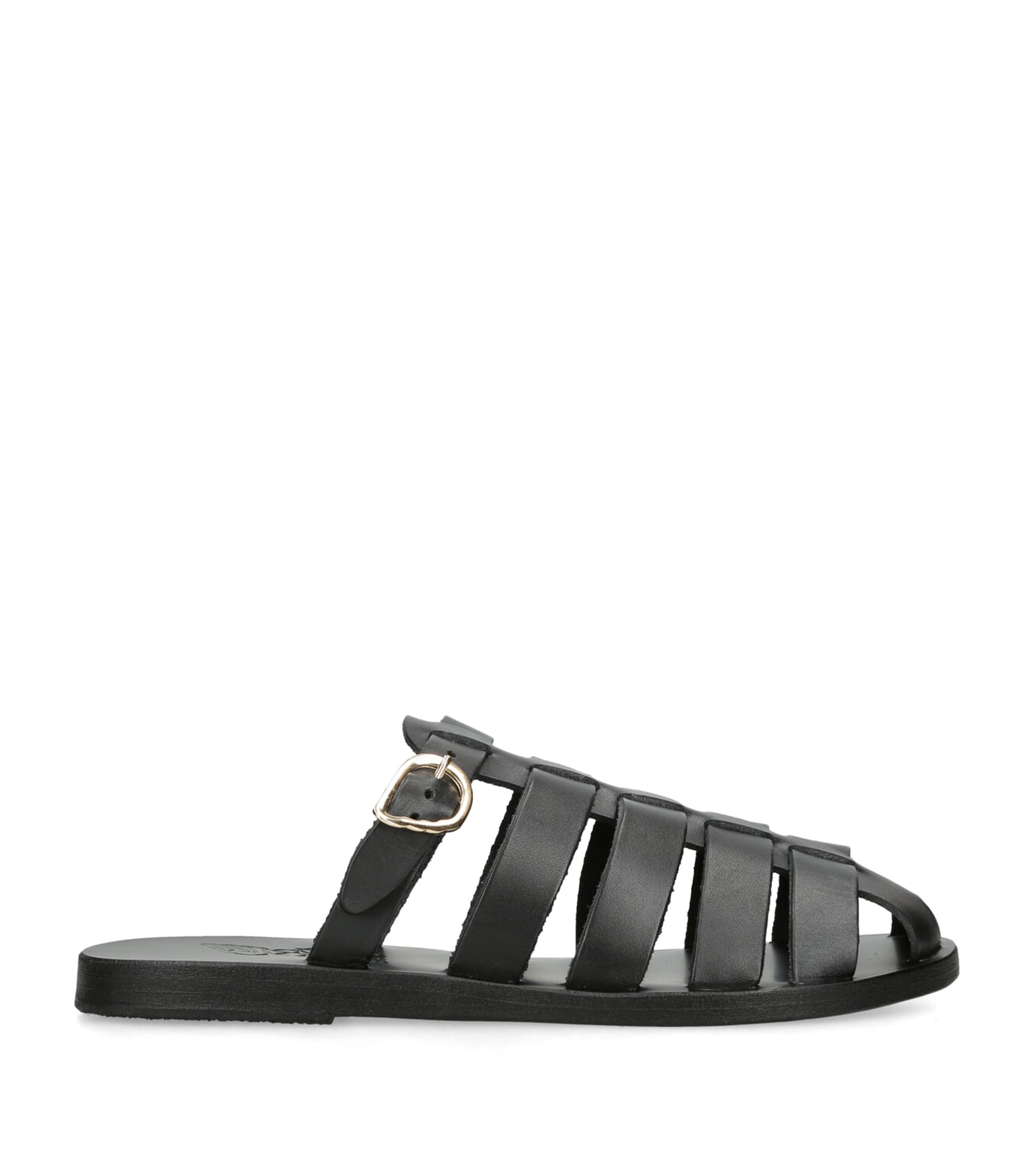 Shop Ancient Greek Sandals Leather Cosmia Sandals In Black