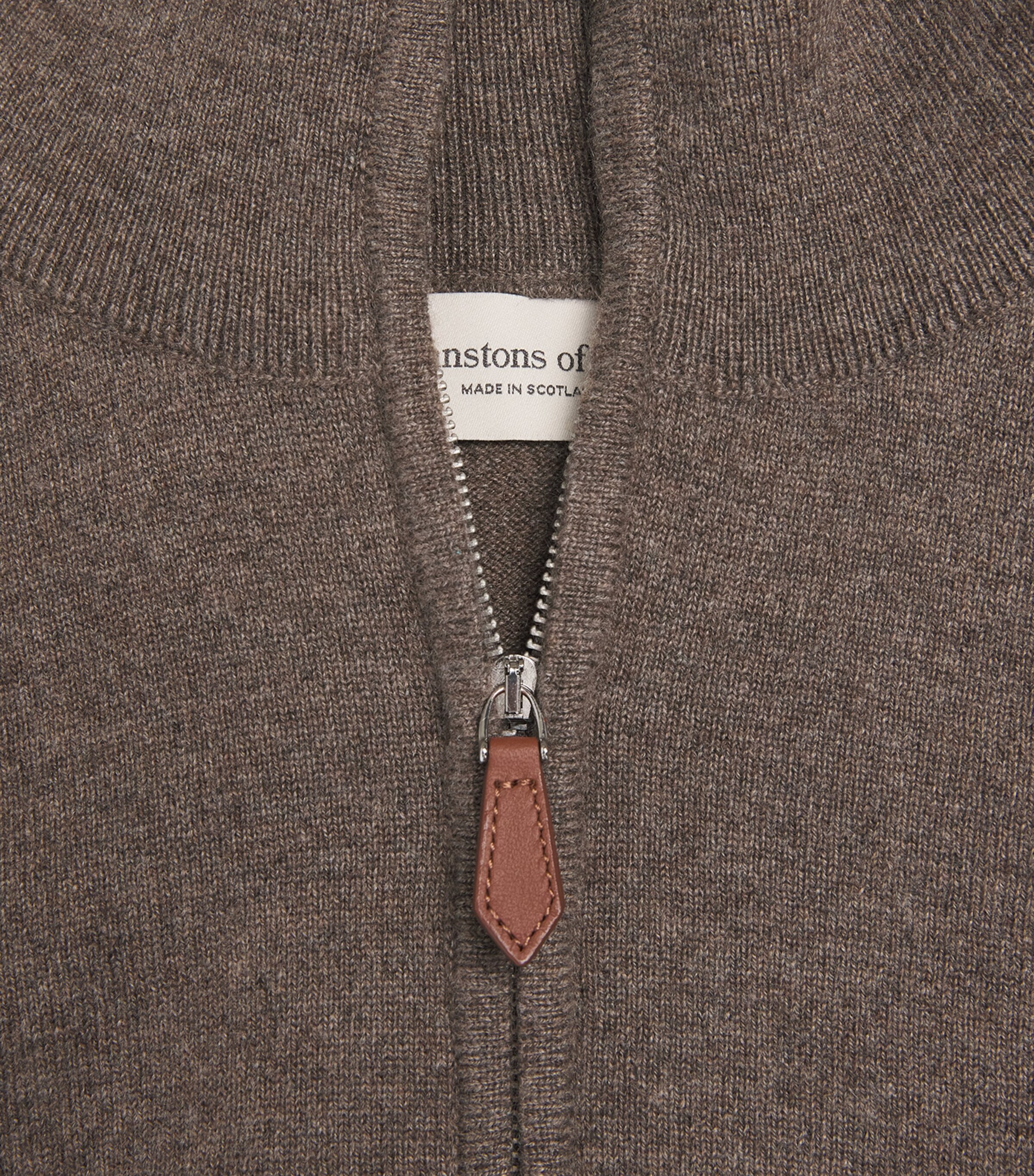 Johnstons Of Elgin Mens Cashmere Quarter-Zip Sweater Heathcot Image 6