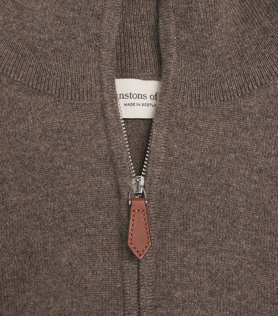 Johnstons Of Elgin Mens Cashmere Quarter-Zip Sweater Heathcot Image 6