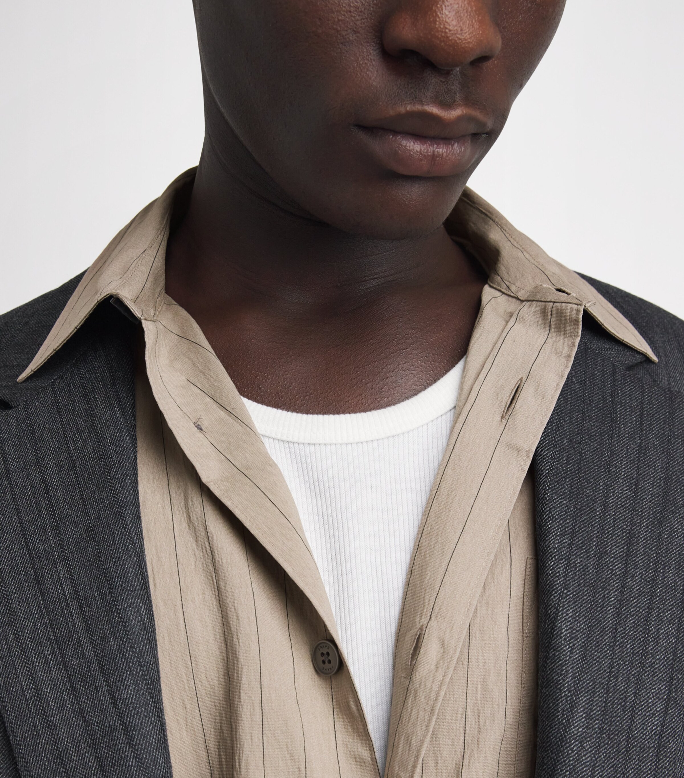 FRAME Mens Cotton Stripe Shirt Bgst Beige Stripe Image 3
