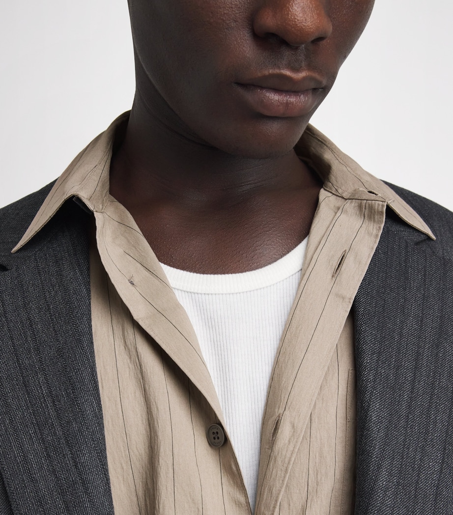 FRAME Mens Cotton Stripe Shirt Bgst Beige Stripe Image 3