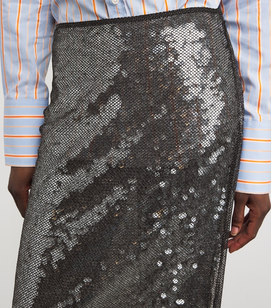 Sequin Façade Midi Skirt DBLK BLACK Image 6