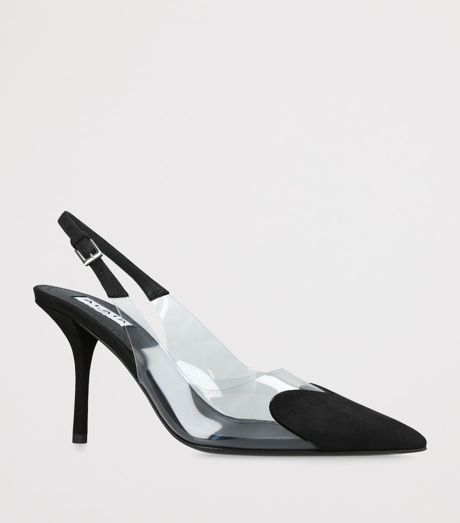 Suede Coeur Slingback Pumps 90 BLACK Image 4