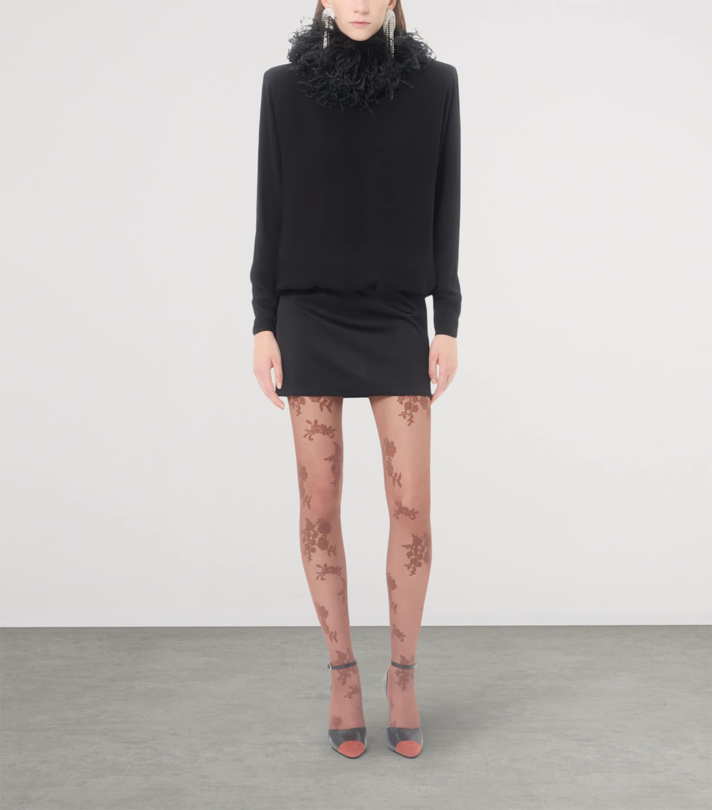 Valentino Womens Silk Feather-Trim Mini Dress Image 2