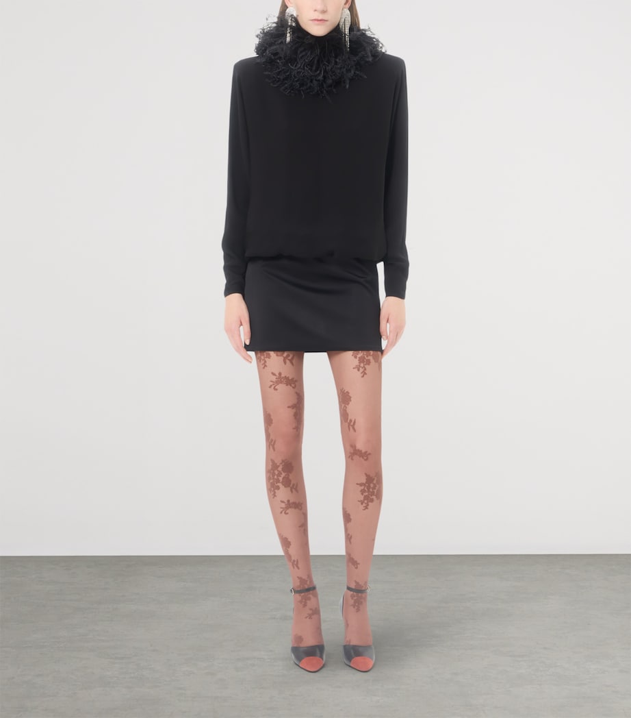 Valentino Womens Silk Feather-Trim Mini Dress Image 2