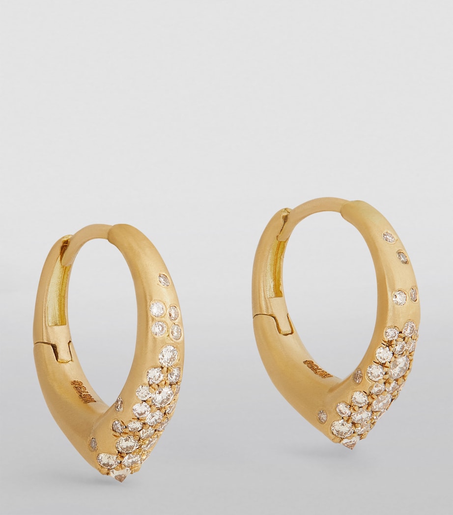 Yellow Gold and Diamond Doors of Opportunity Mini Hoop Earrings YELLOW GOLD Image 3