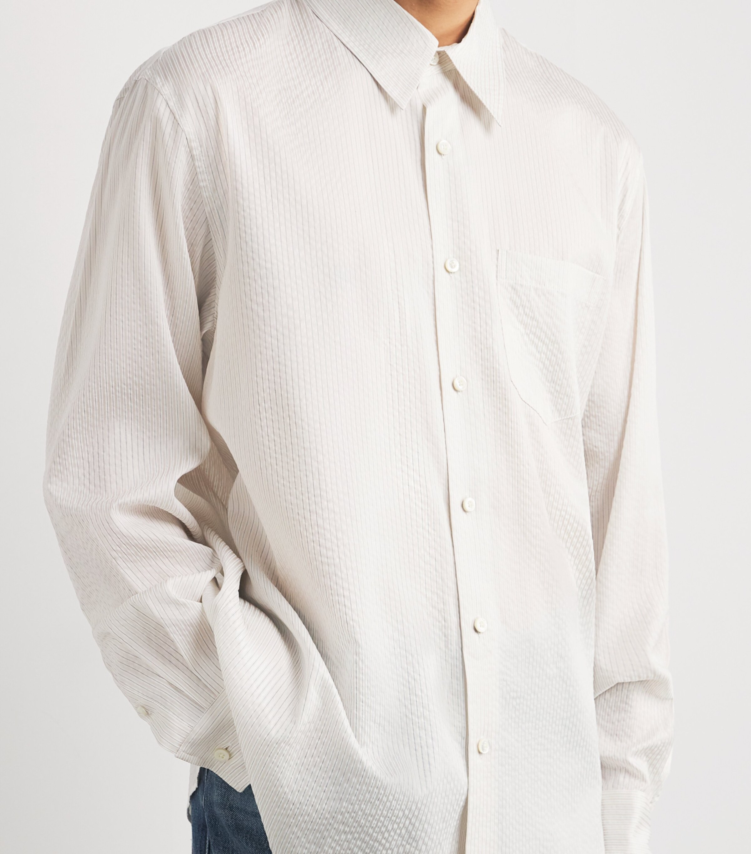 Jacquard Stripe Shirt PALE BEIGE PE Image 6