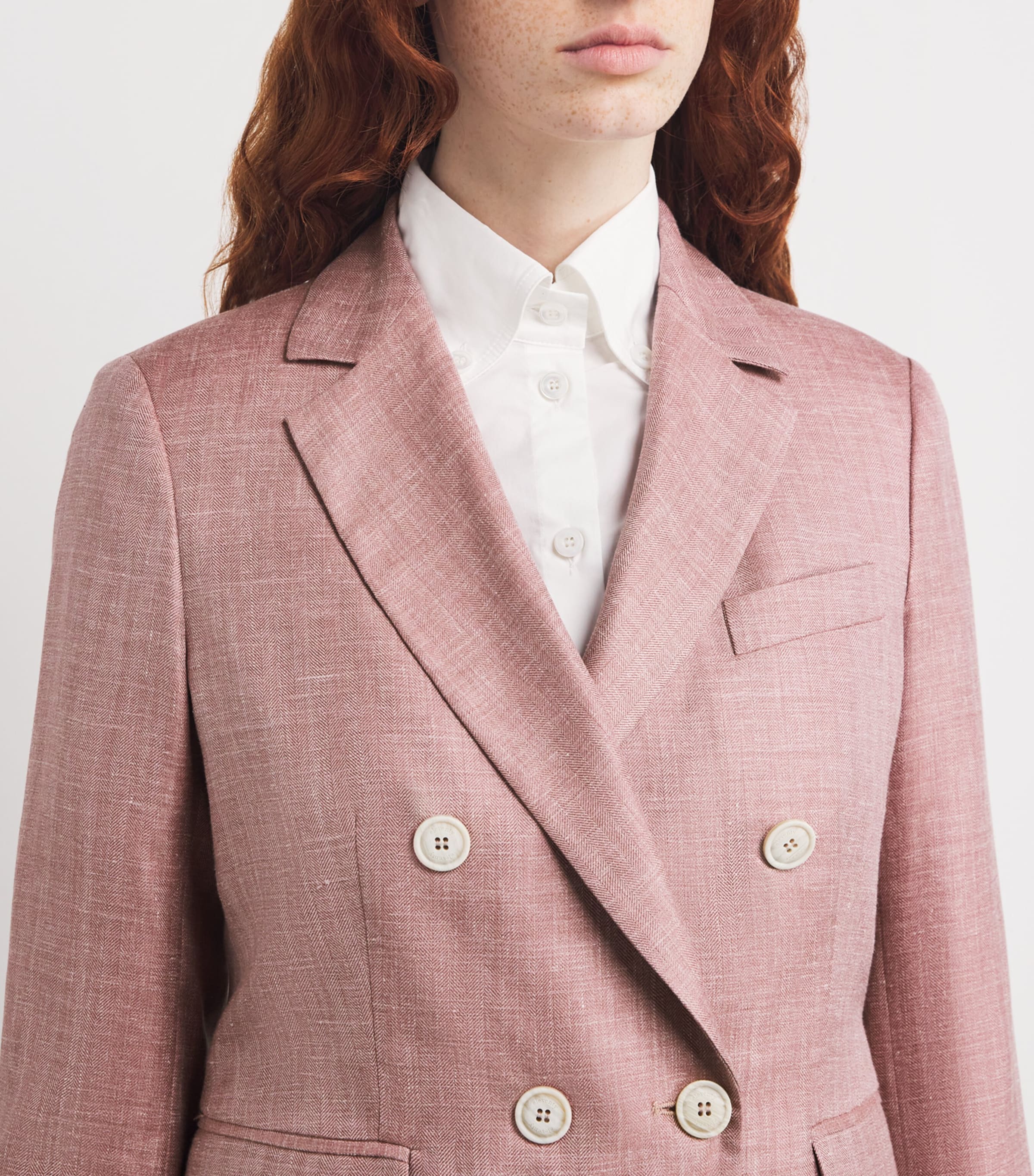 Eleventy Womens Wool-Silk-Linen Double-Breasted Blazer Antico Image 6