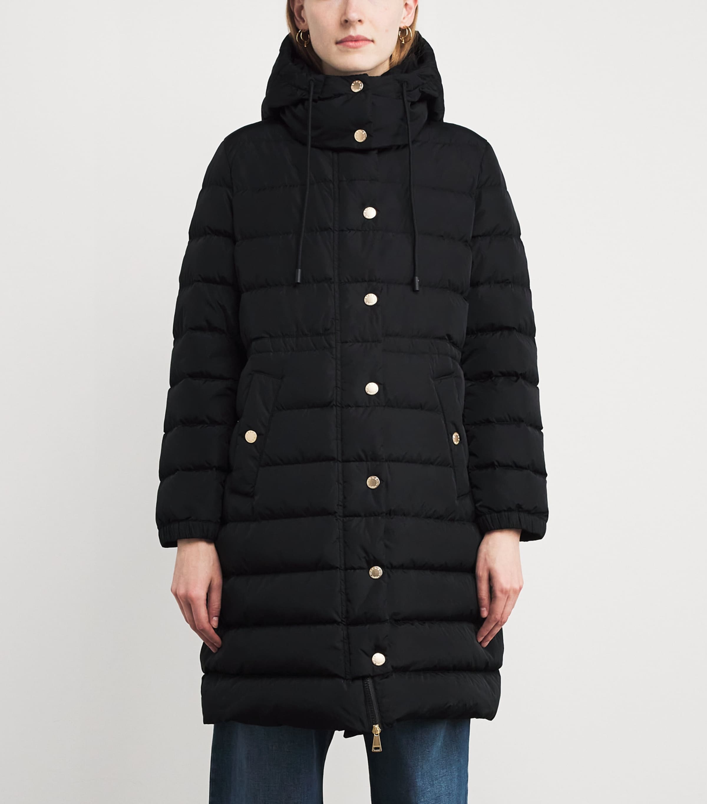 Down Quilted Longline Jacket BLACK Image 3
