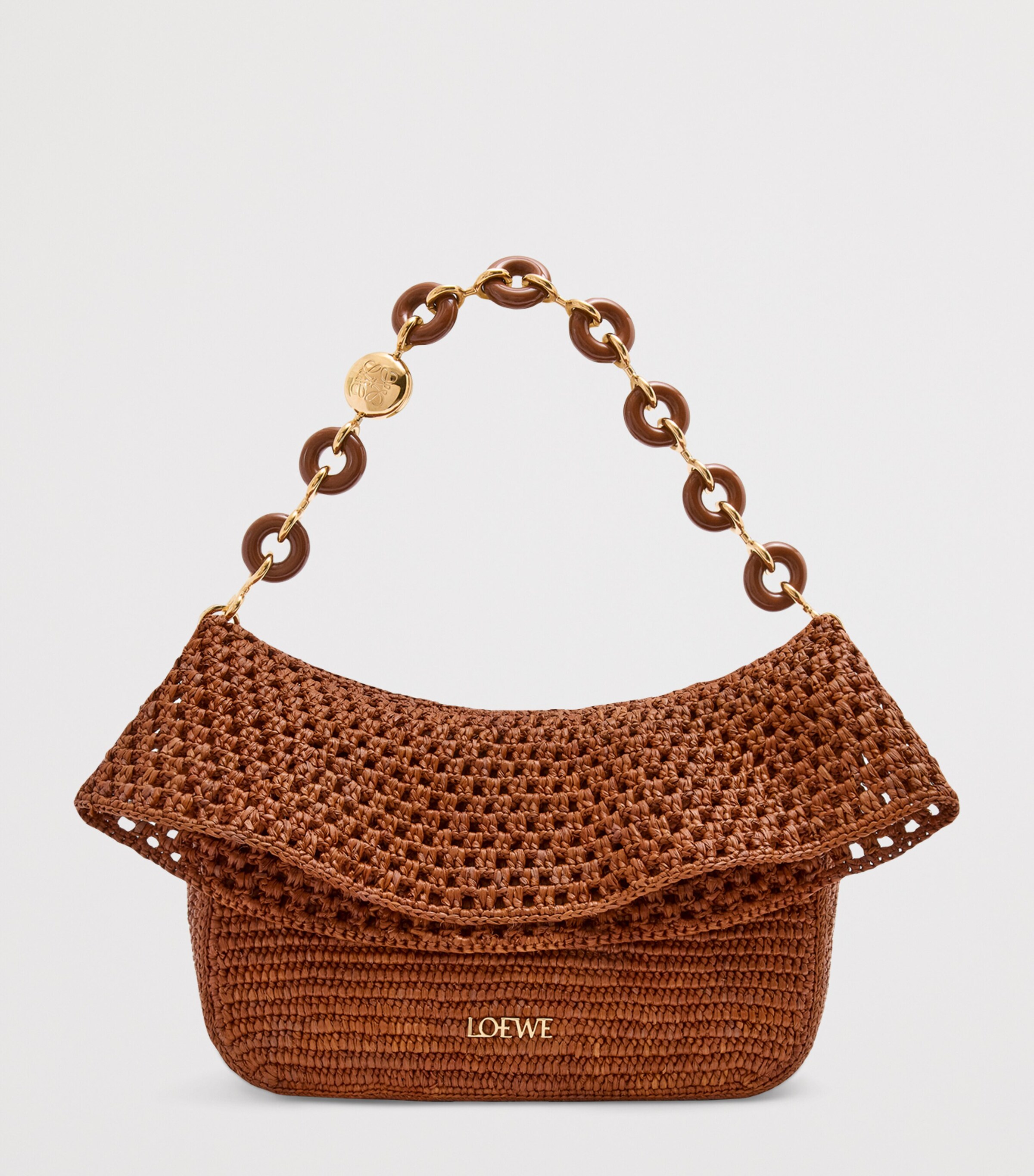 LOEWE Beige x Paula's Ibiza Medium Raffia Ola Shoulder Bag