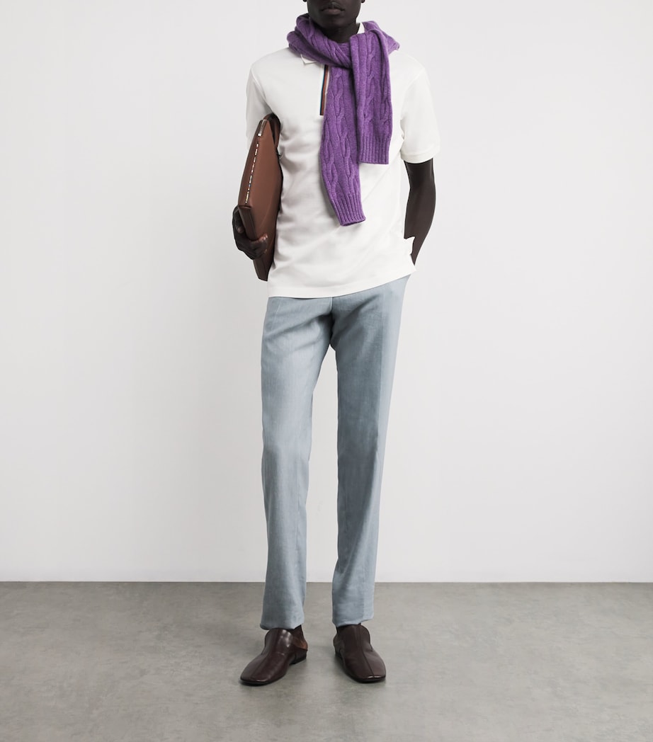 Cotton Signature Stripe Polo Shirt 01_WHITE Image 2