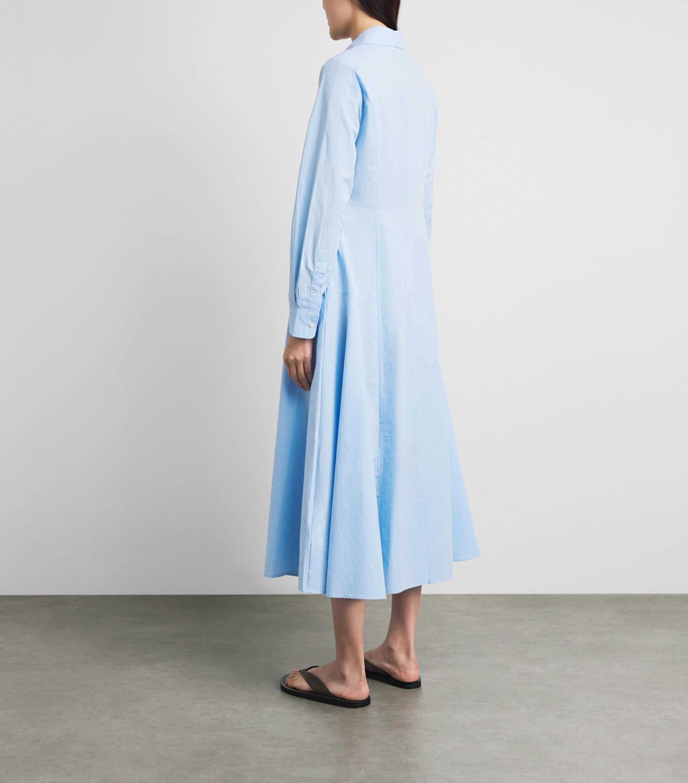 Polo Ralph Lauren Womens Cotton Panelled Midi Dress Southport Blue Image 4
