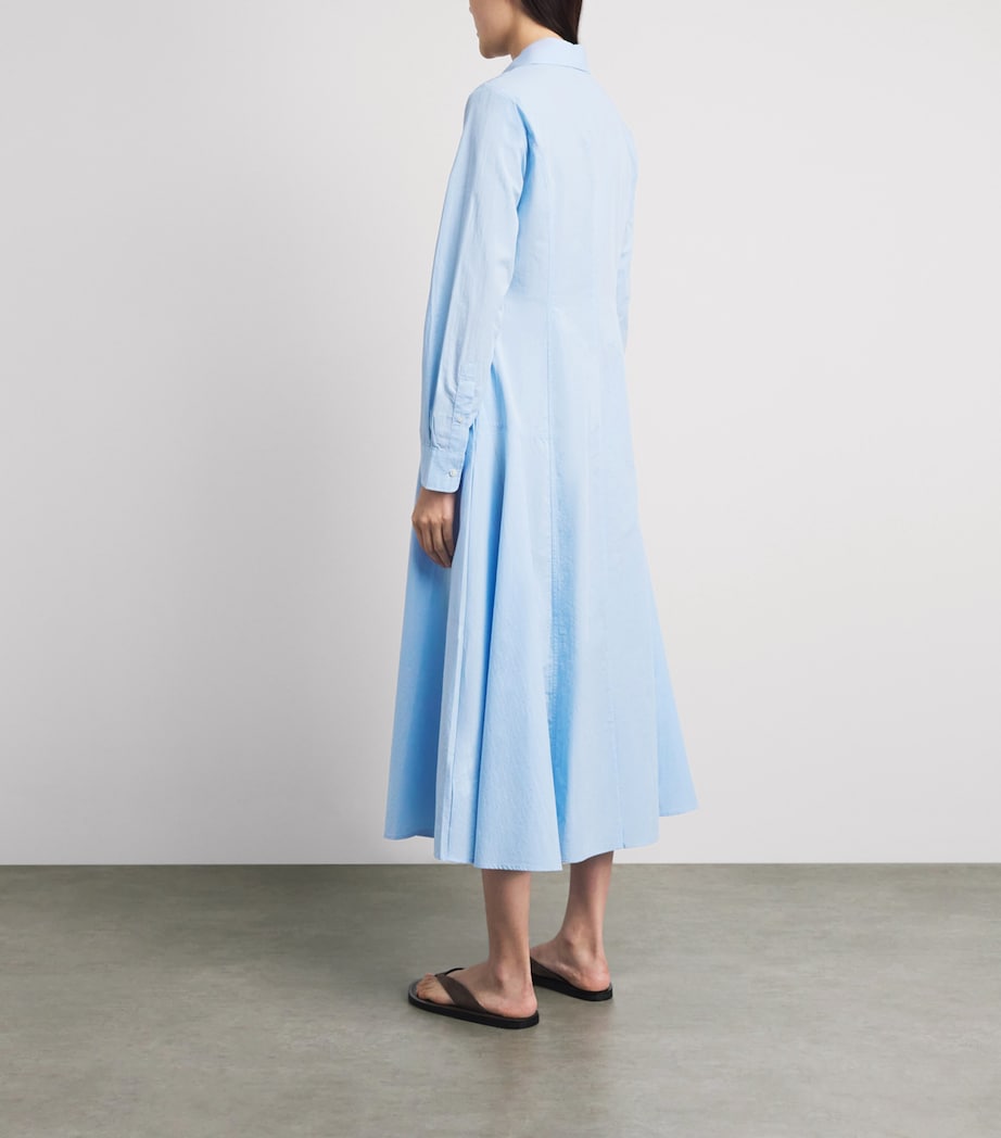 Polo Ralph Lauren Womens Cotton Panelled Midi Dress Southport Blue Image 4