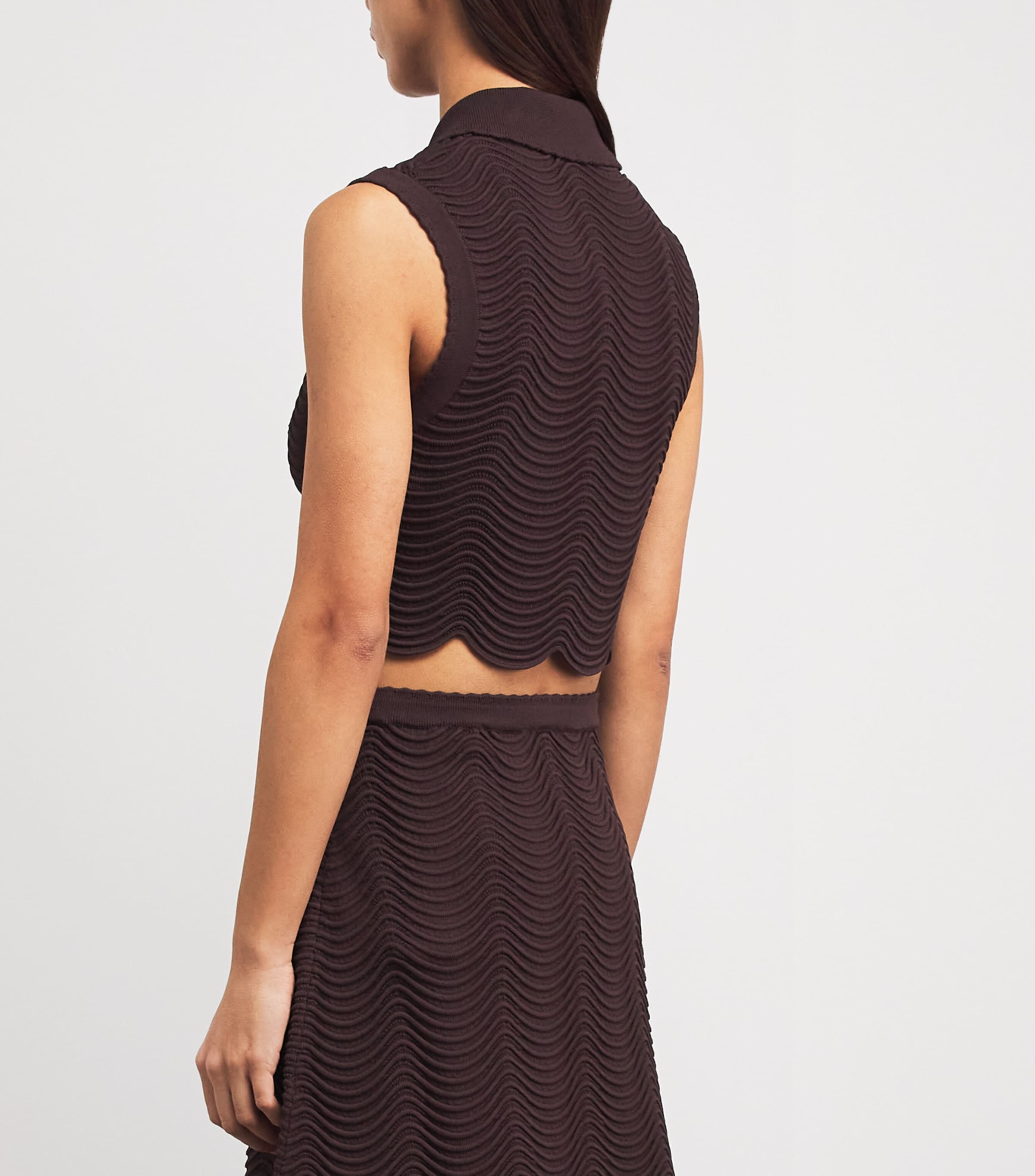 Sandro Paris Womens Knitted Crop Top Brown Image 5