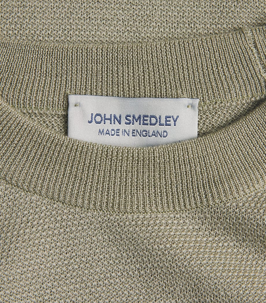 John Smedley Mens Merino Wool Textured Sweater Thistle Dew Image 6