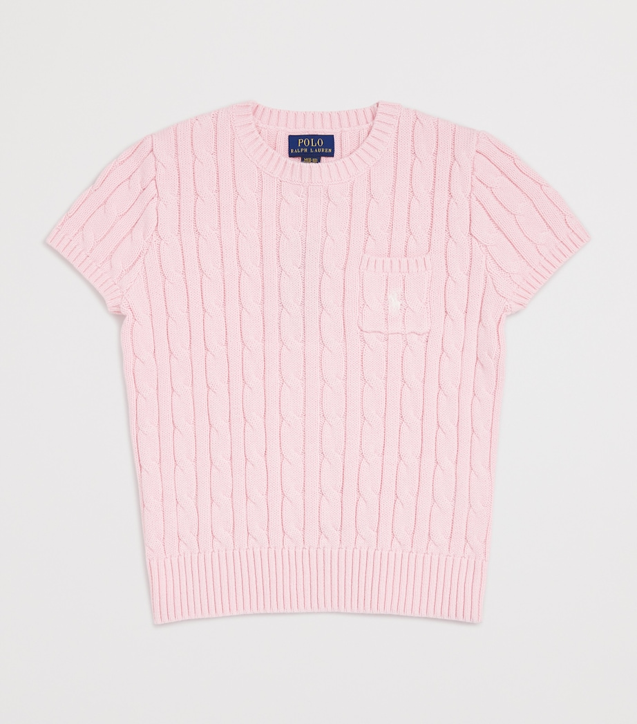 Cotton Cable-Knit Top (7-14 Years) PINK Image 1