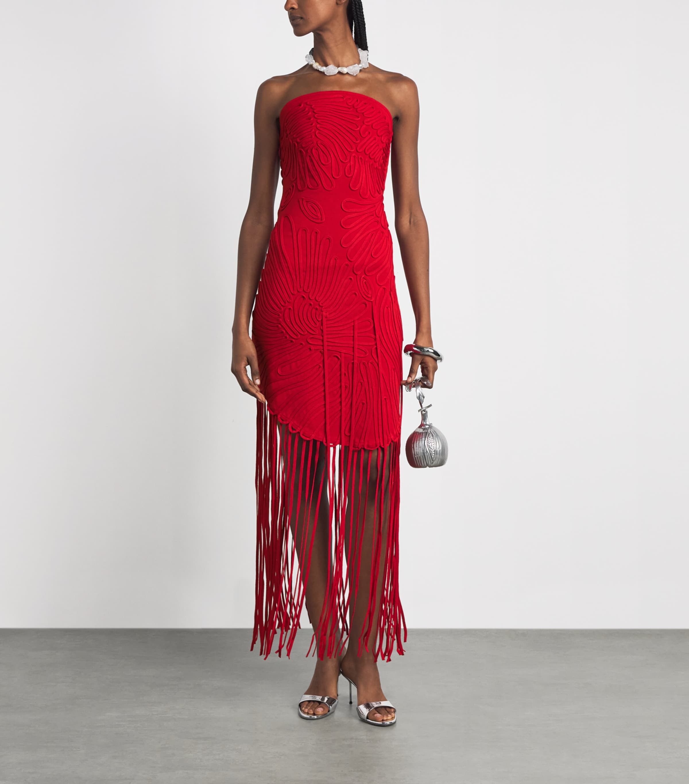 Cult Gaia Womens Embroidered Edina Maxi Dress Vermilion Image 2