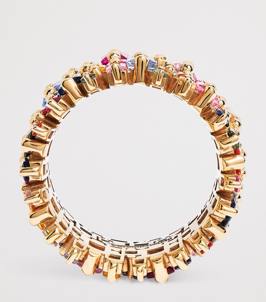 Suzanne Kalan Rose Gold and Rainbow Sapphire Princess Eternity Ring Yg/white Diamond Image 3