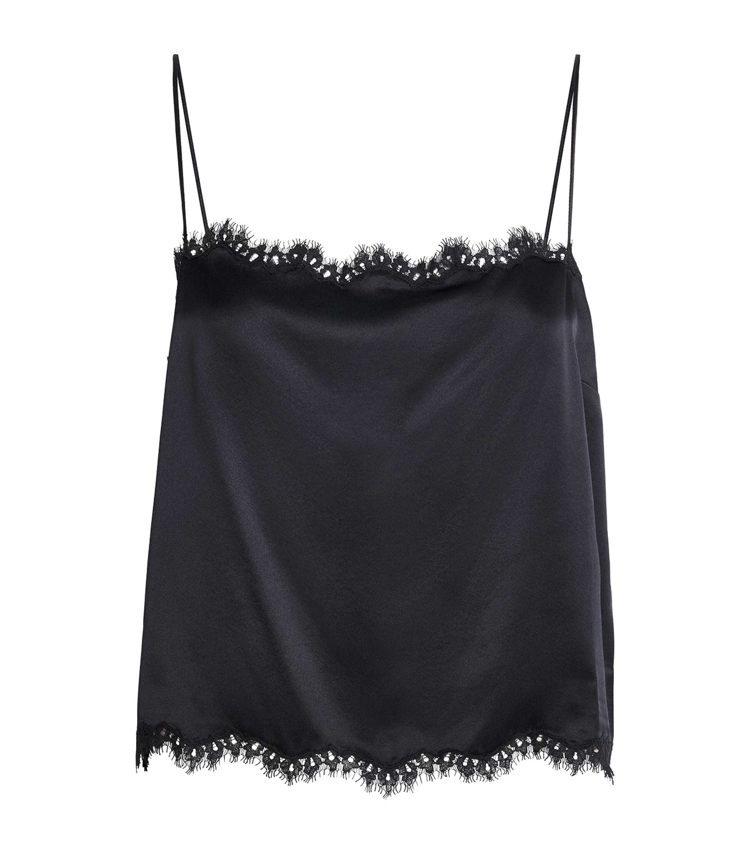 Silk Lace-Trim Loure Top BLACK W BLACK LACE Image 1