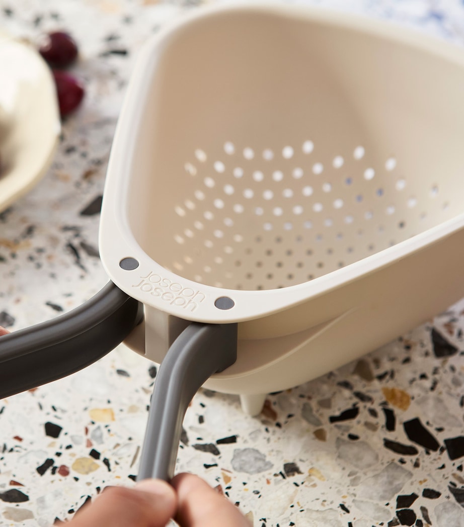 Large Droplet Colander with Folding Handle STONE Image 5
