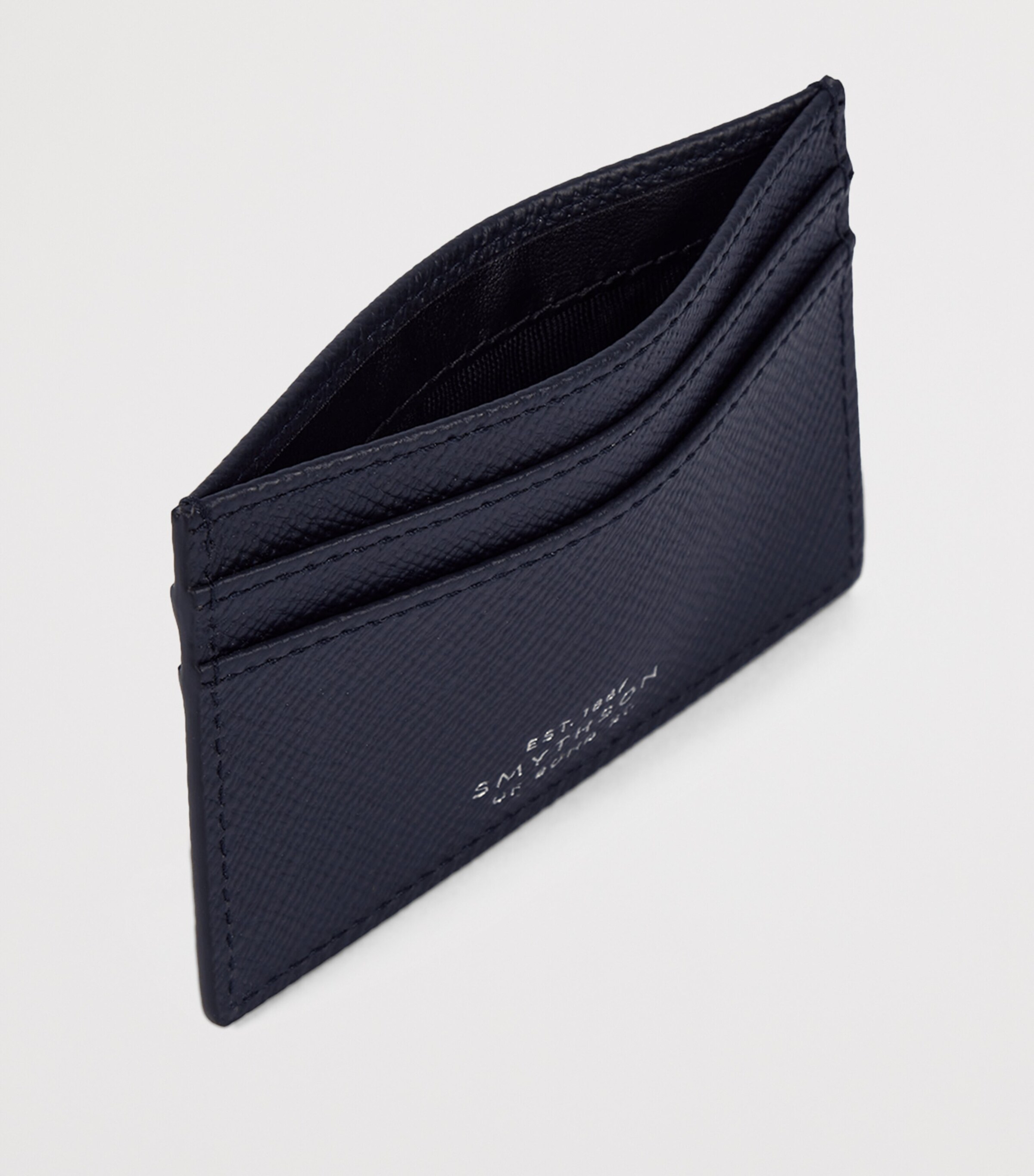 Smythson Panama Leather Stripe Card Holder Navy Image 2