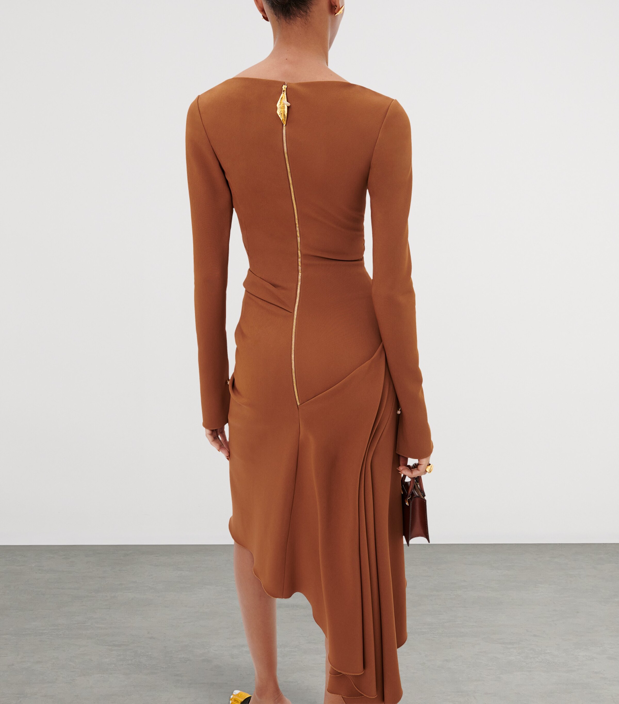 Schiaparelli Womens Cady Piercings Midi Dress Brown Image 3
