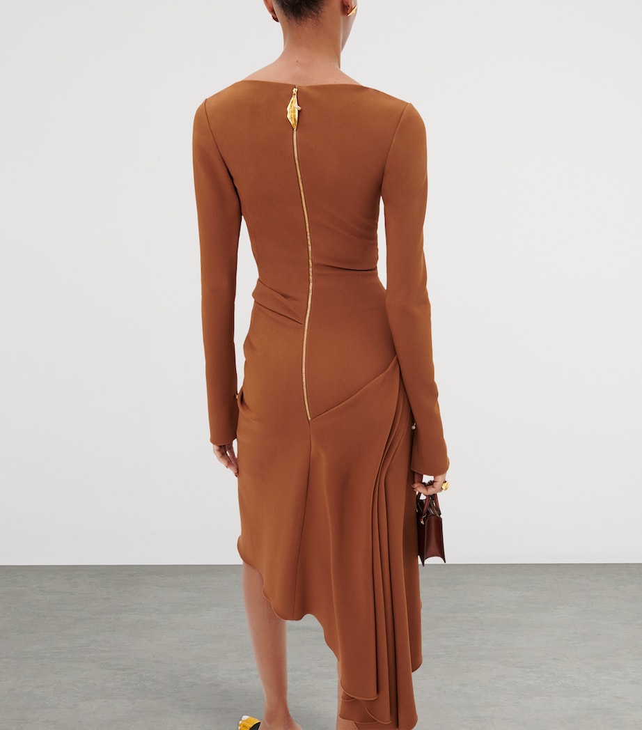 Schiaparelli Womens Cady Piercings Midi Dress Brown Image 3