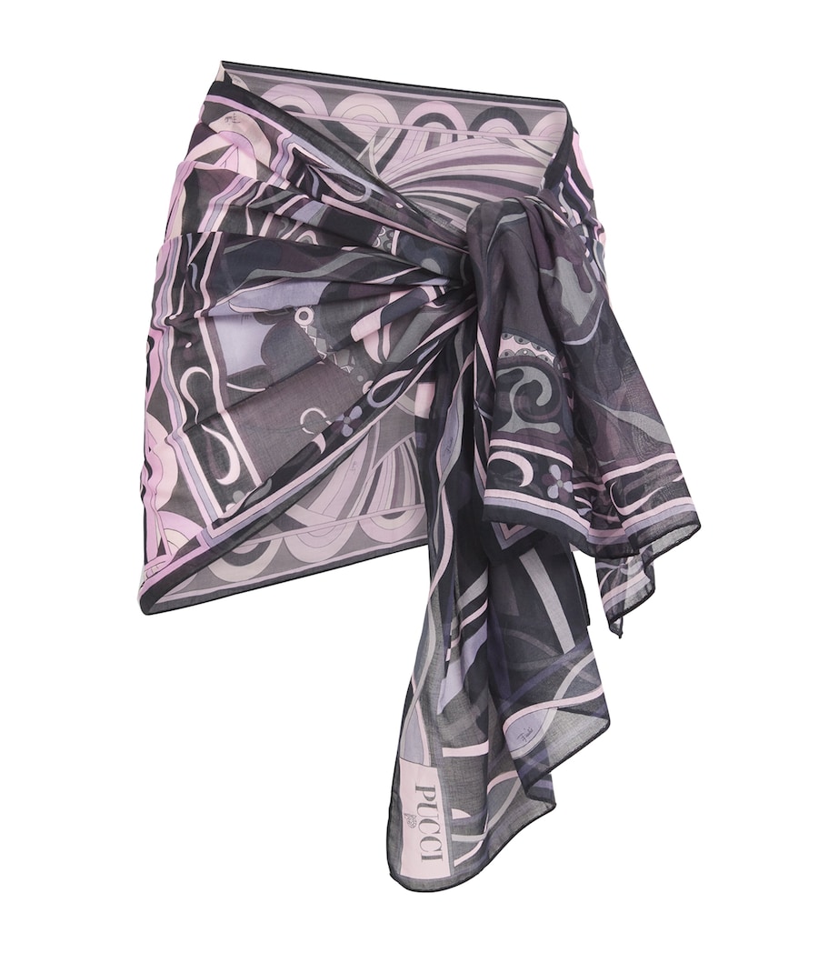 Cotton Printed Sarong 031/BLACK PINK Image 1