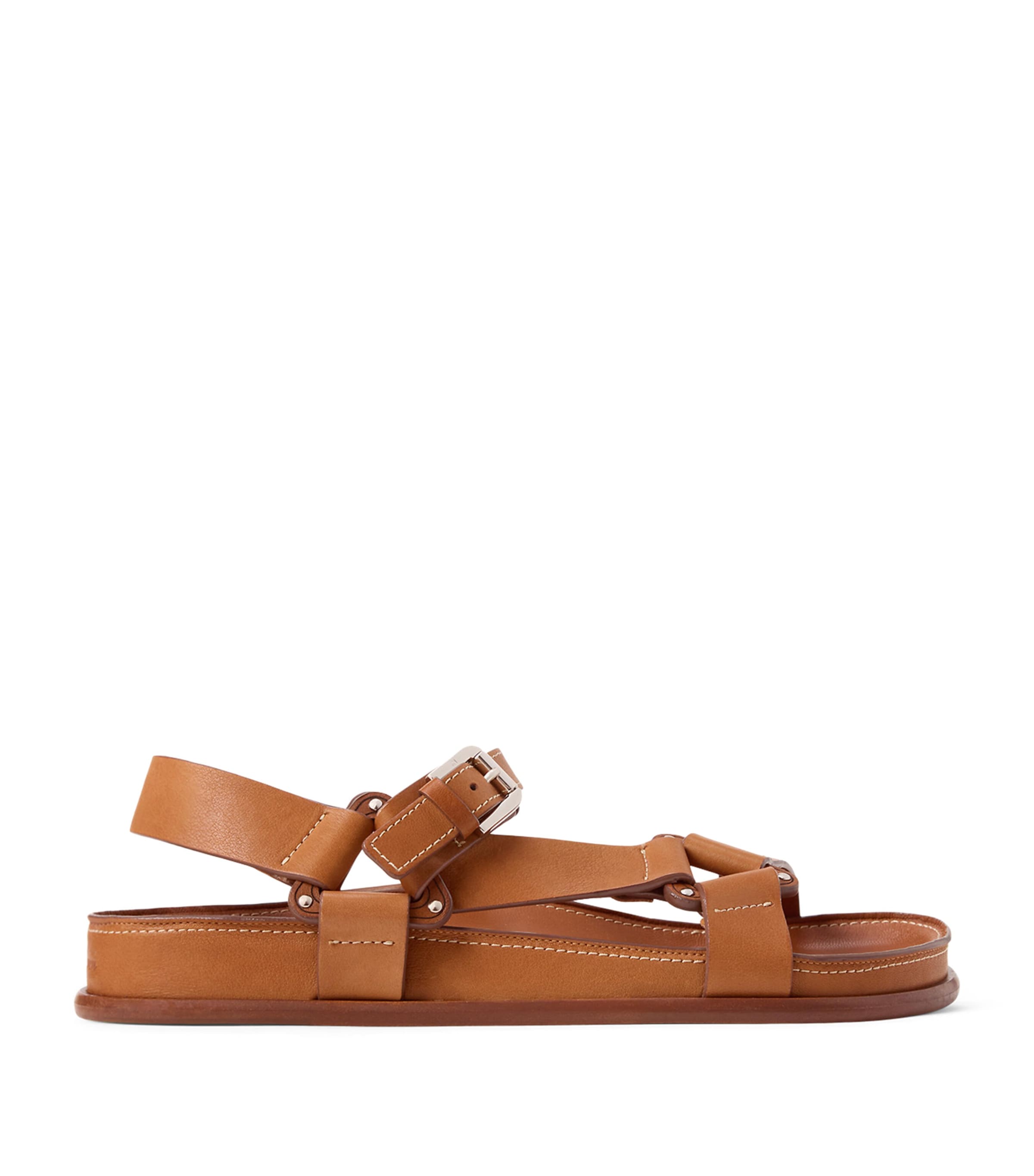 Ralph Lauren Collection Leather Nolen Flat Sandals | Women Shoes | Sandals | Flat Sandals | Designers | Ralph Lauren | Ralph Lauren Collection