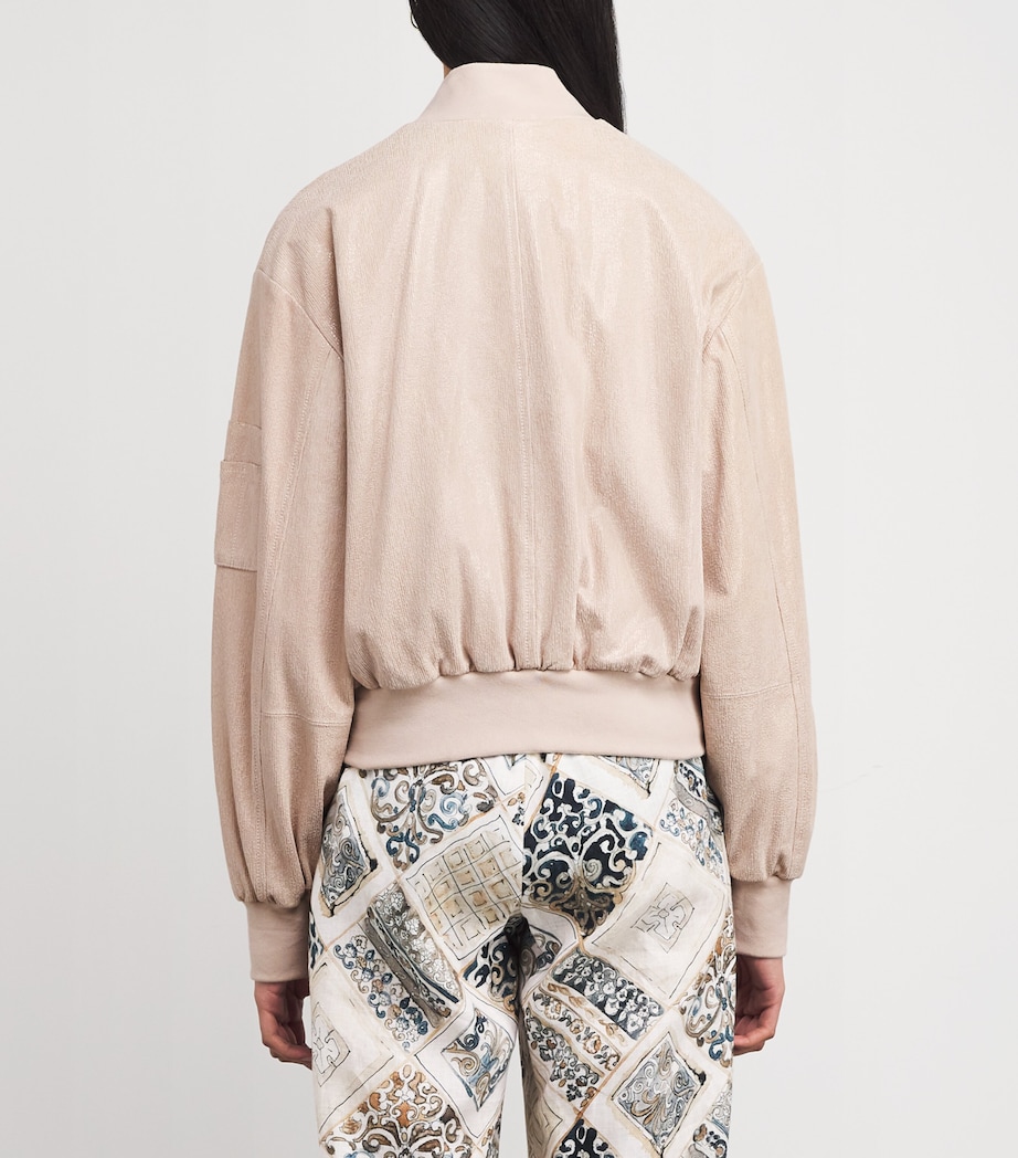 Metallic Suede Bomber Jacket NUDE Image 4