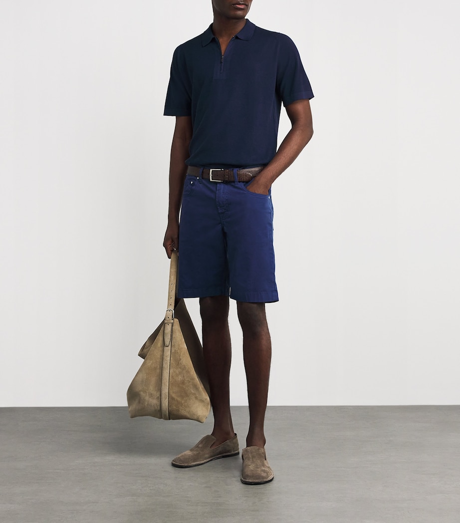 Sea Island Cotton Piqué Roth Polo Shirt FRENCH NAVY Image 2
