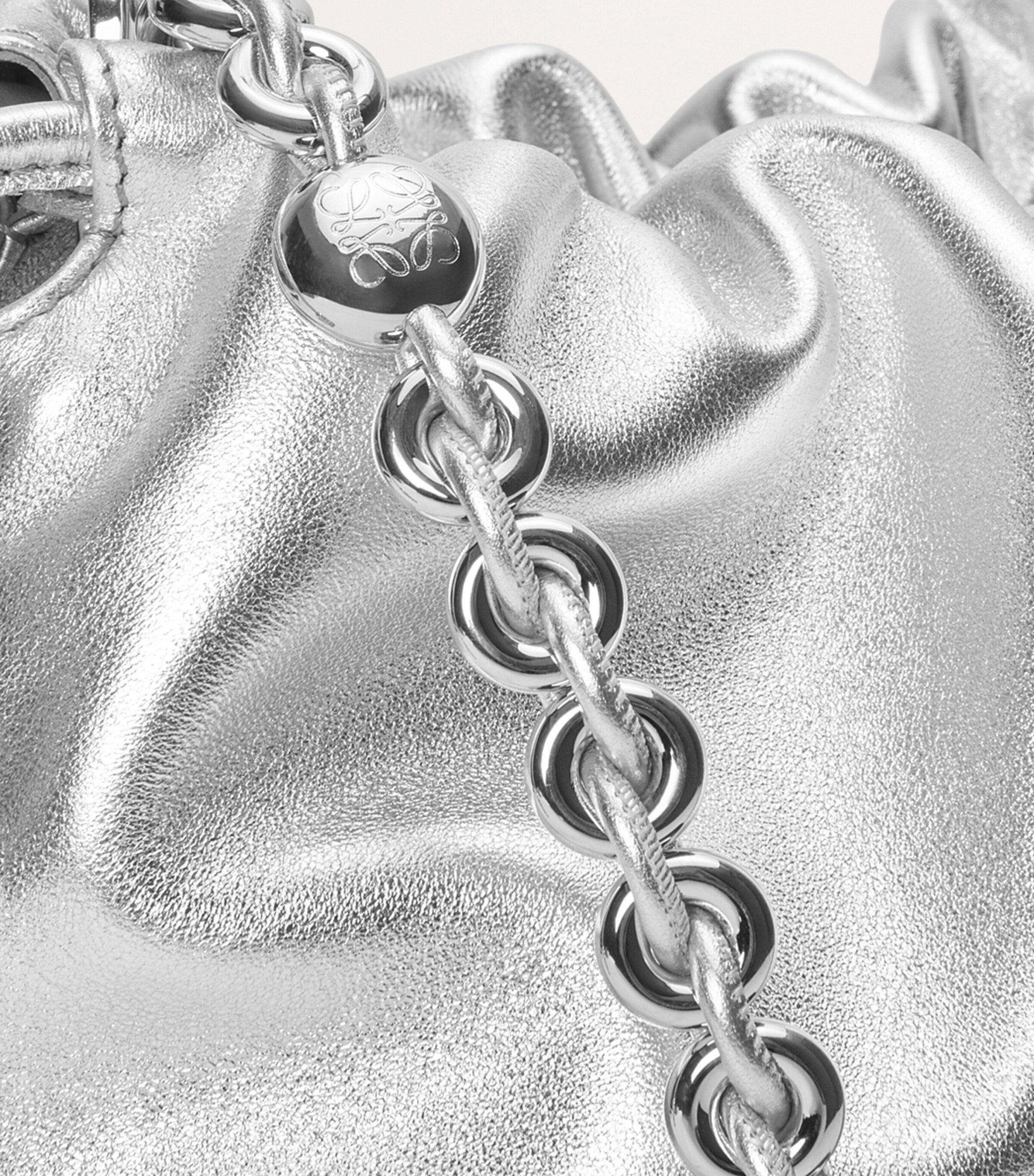 Medium Metallic Leather Flamenco Purse SILVER Image 10